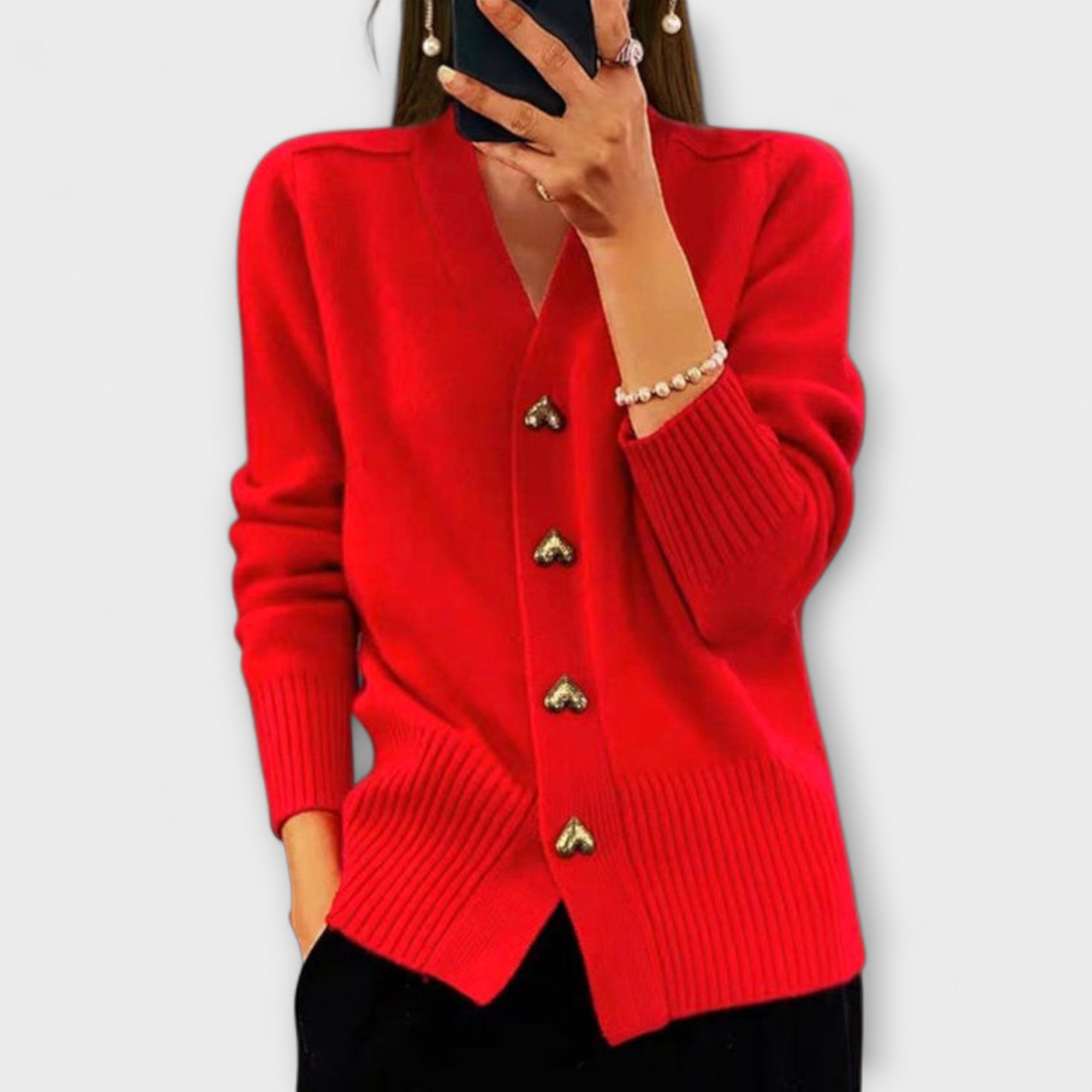 מריג' – סוודר נשים עם צווארון V בסגנון וינטג'