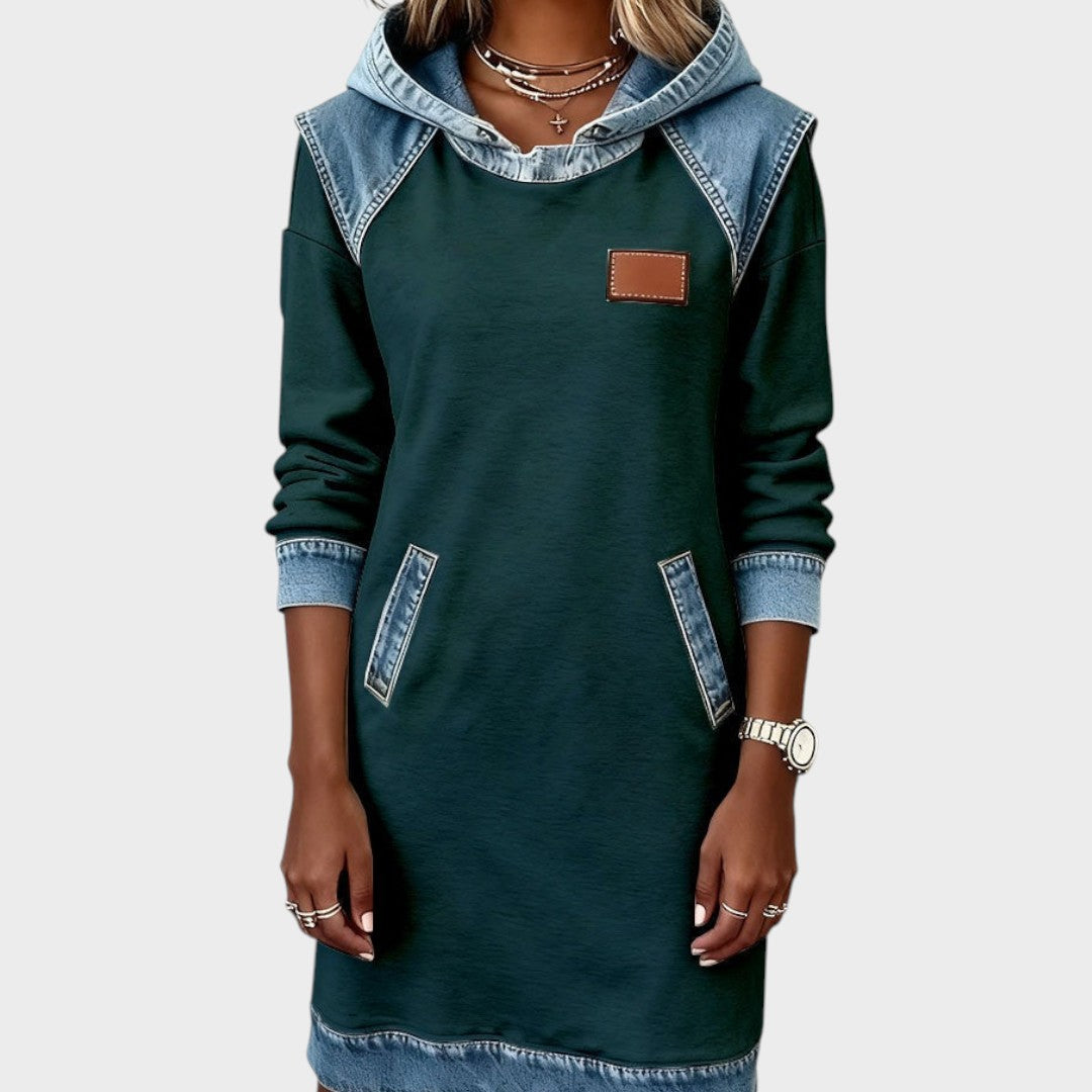 Viktoria - שמלת ג'ינס קז'ואלית עם כובע