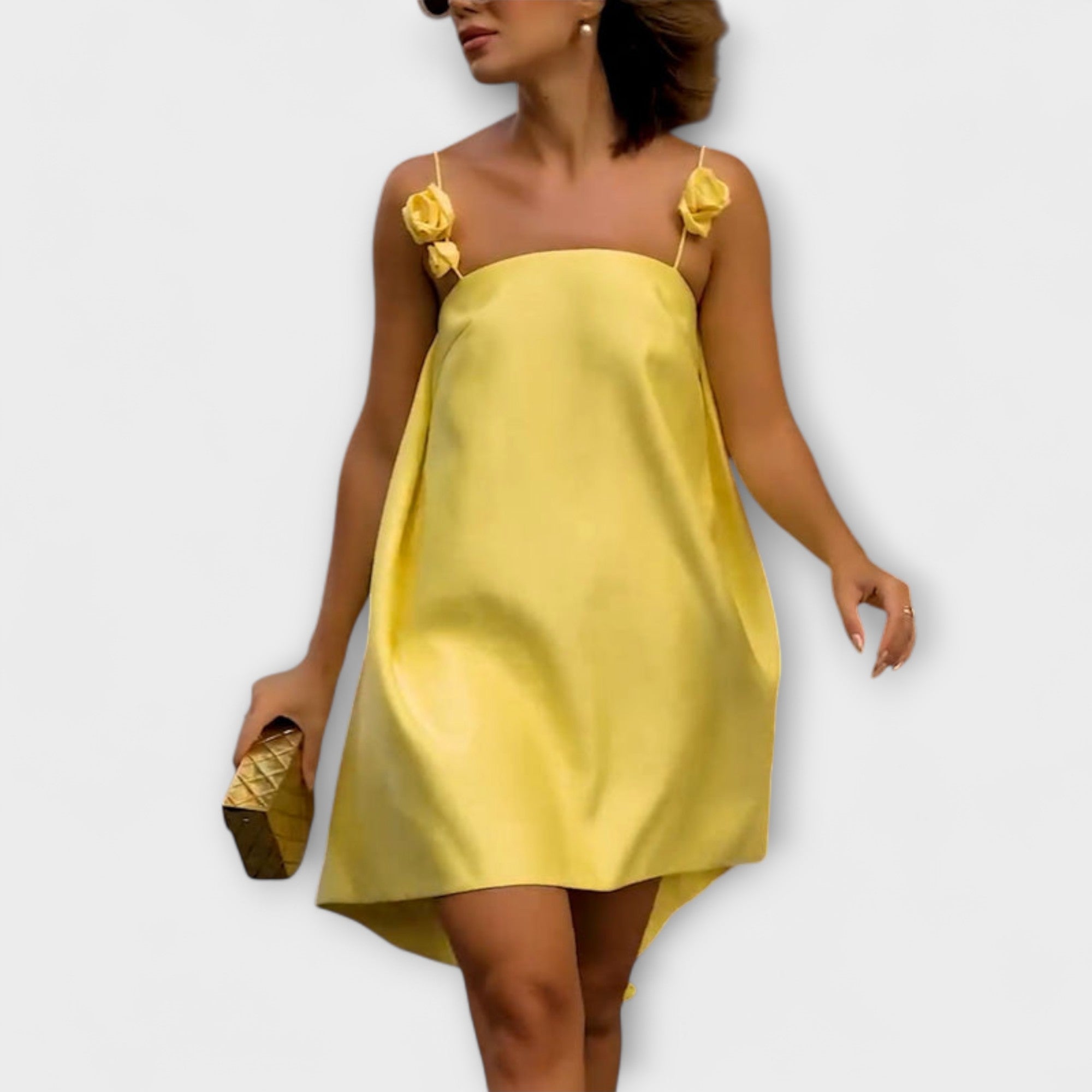 ירדן - שמלת מיני פרחונית אופנתית עם רצועות