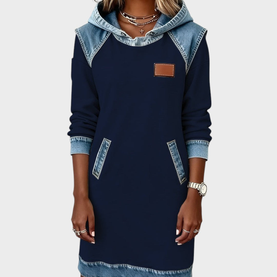 Viktoria - שמלת ג'ינס קז'ואלית עם כובע