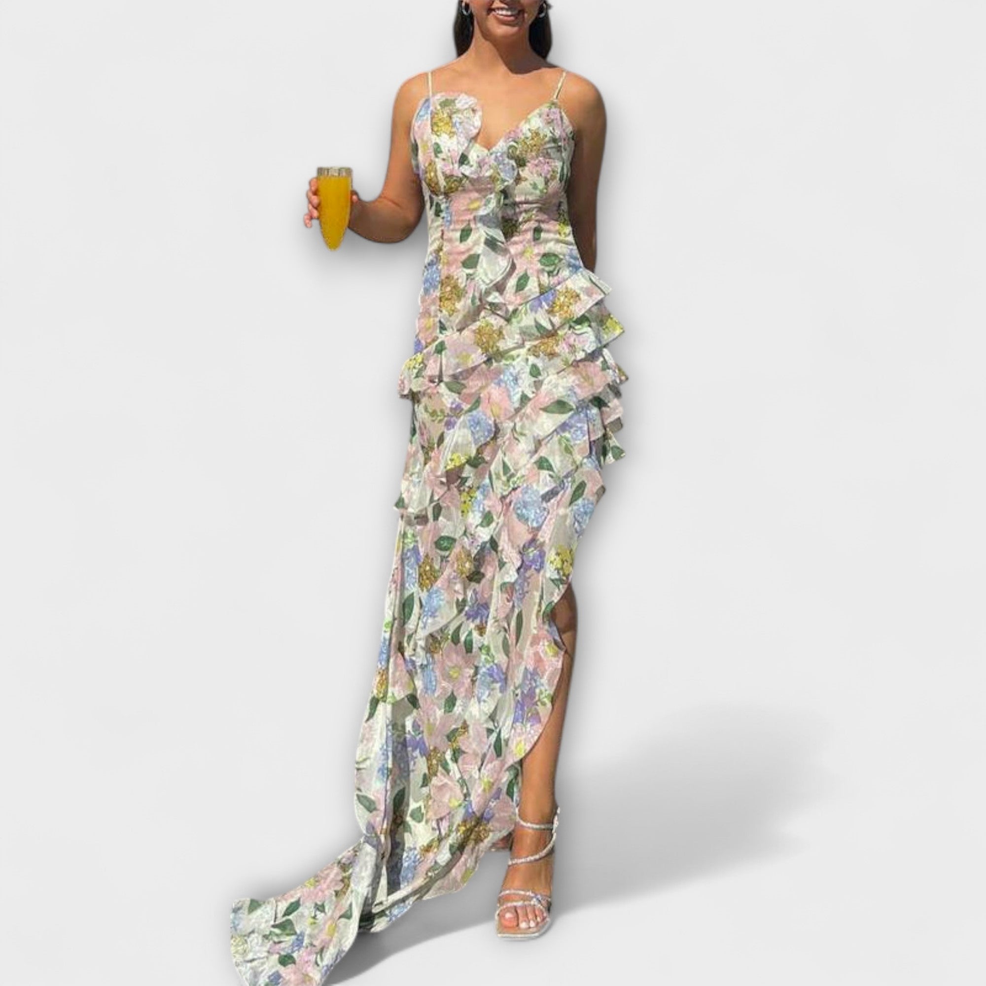 אינדי - שמלת רושנד עם הדפס רצועות