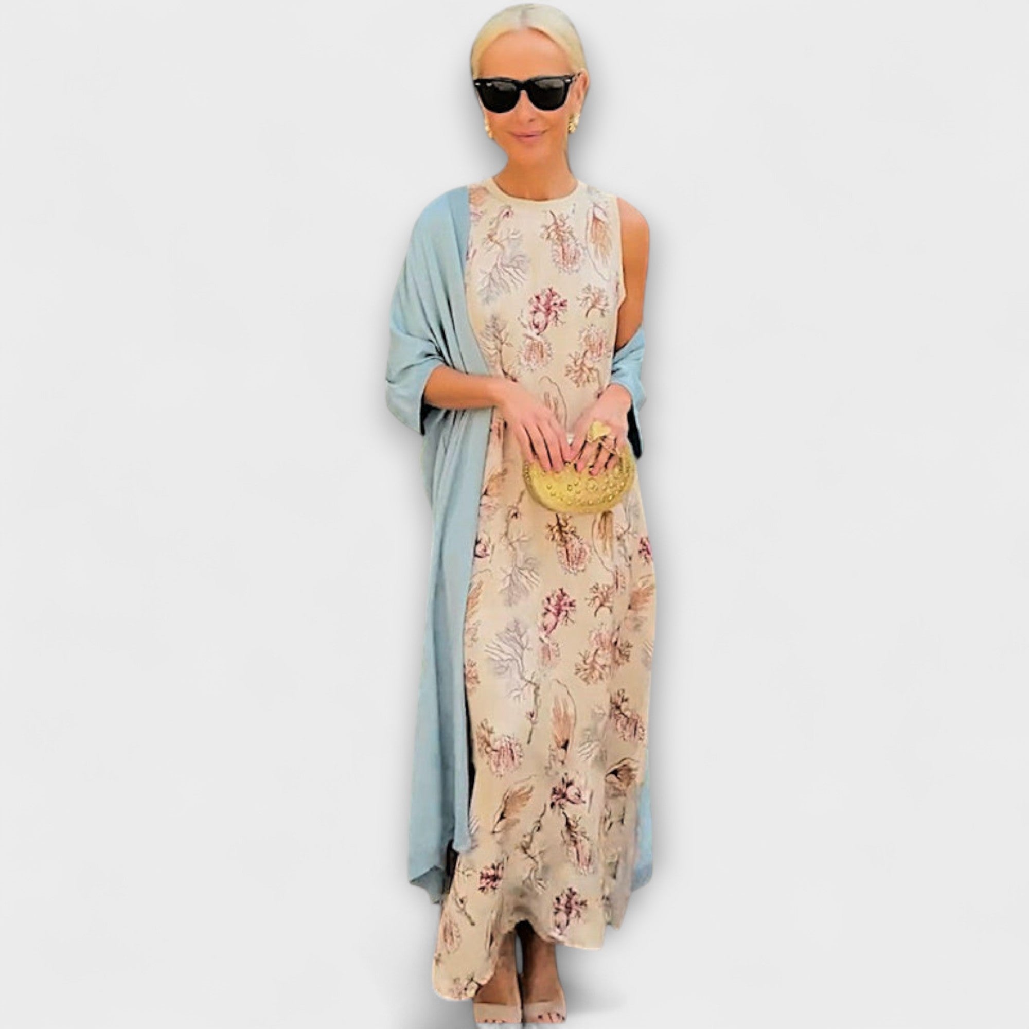 אלבריה – שמלת מקסי עם קרדיגן תואם