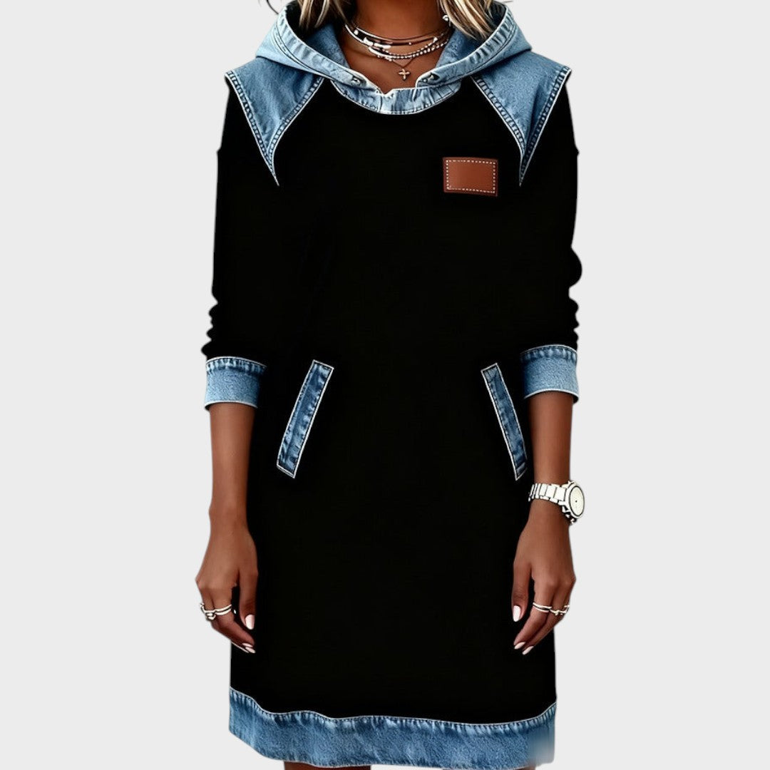 Viktoria - שמלת ג'ינס קז'ואלית עם כובע