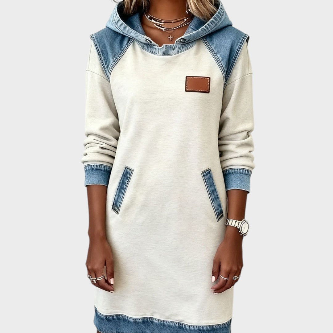 Viktoria - שמלת ג'ינס קז'ואלית עם כובע