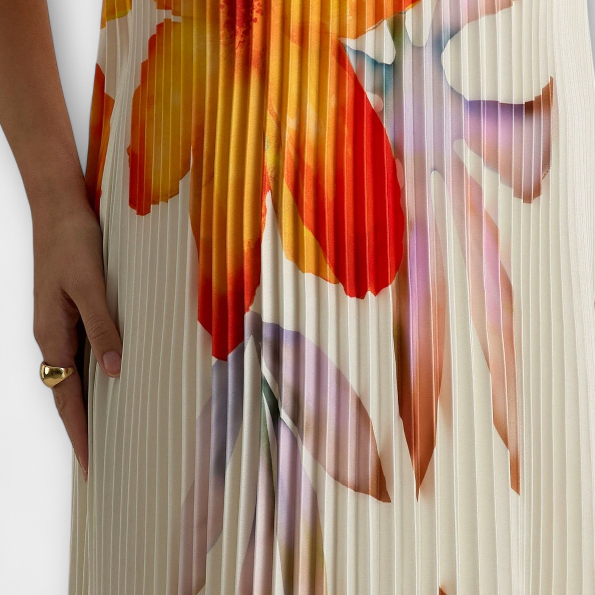 מישל - שמלת מקסי מתוקה בפרחוני כתום