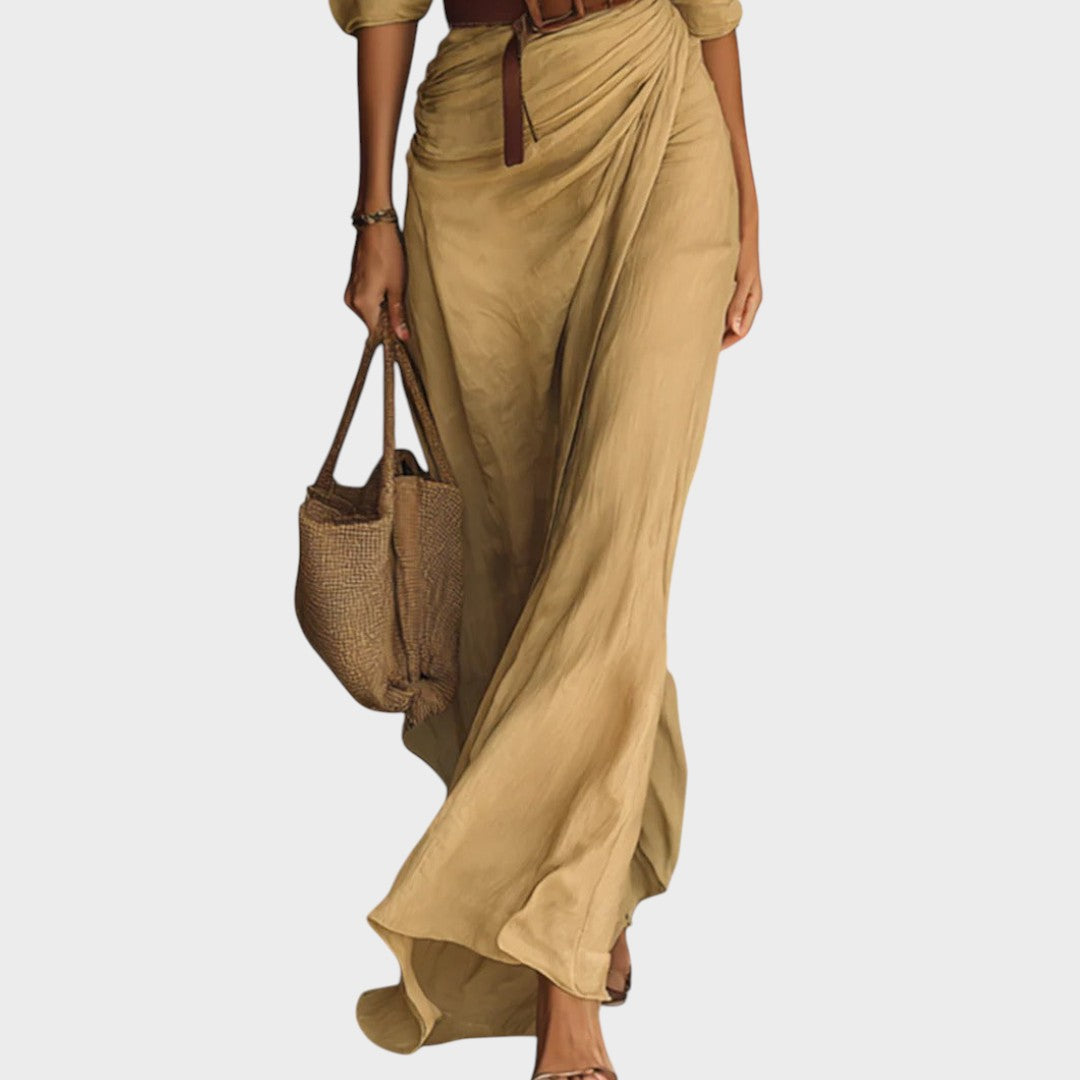 ג'וליה - שמלת מקסי צמודה עם שרוולים ארוכים