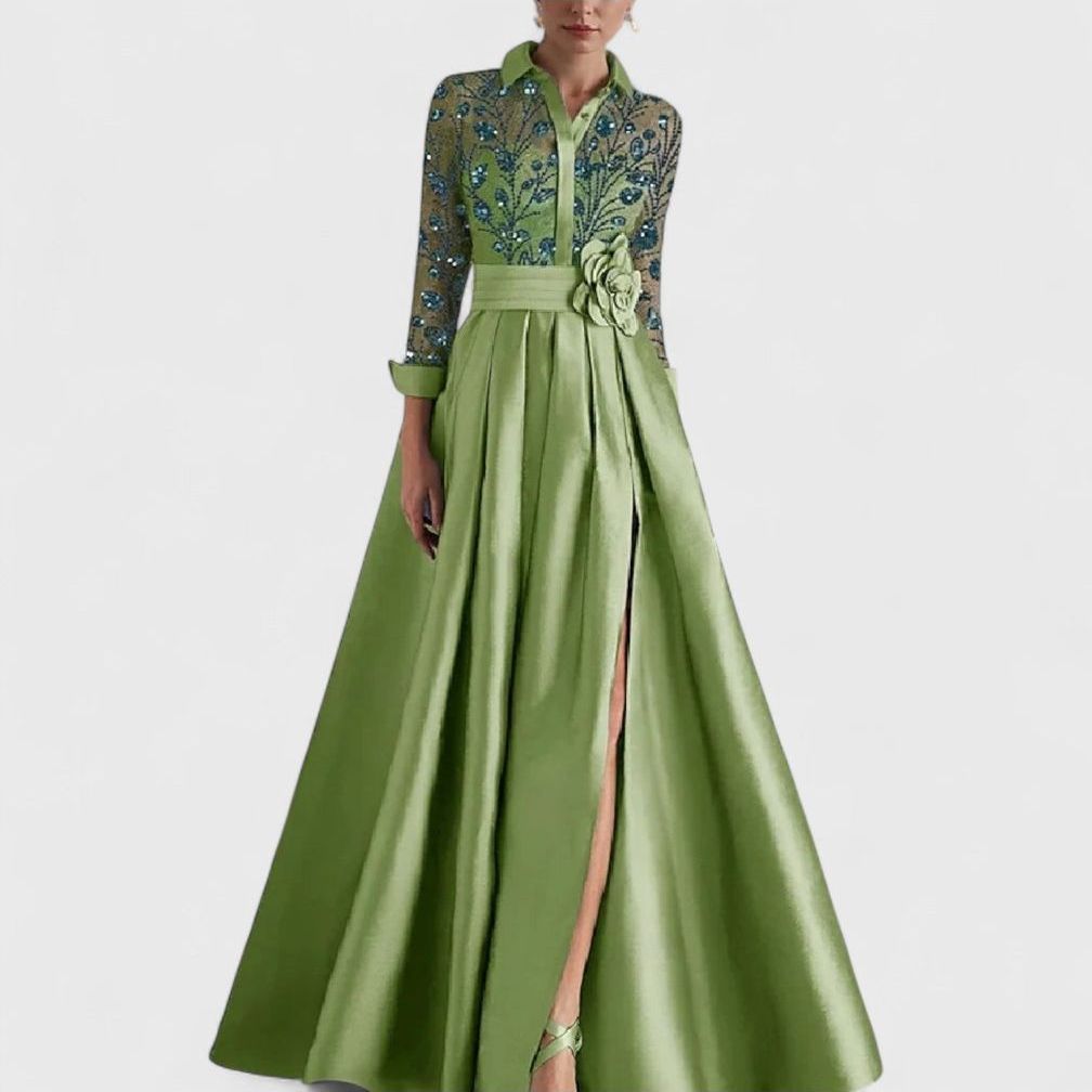 שמלת מקסי סאטן מעיין