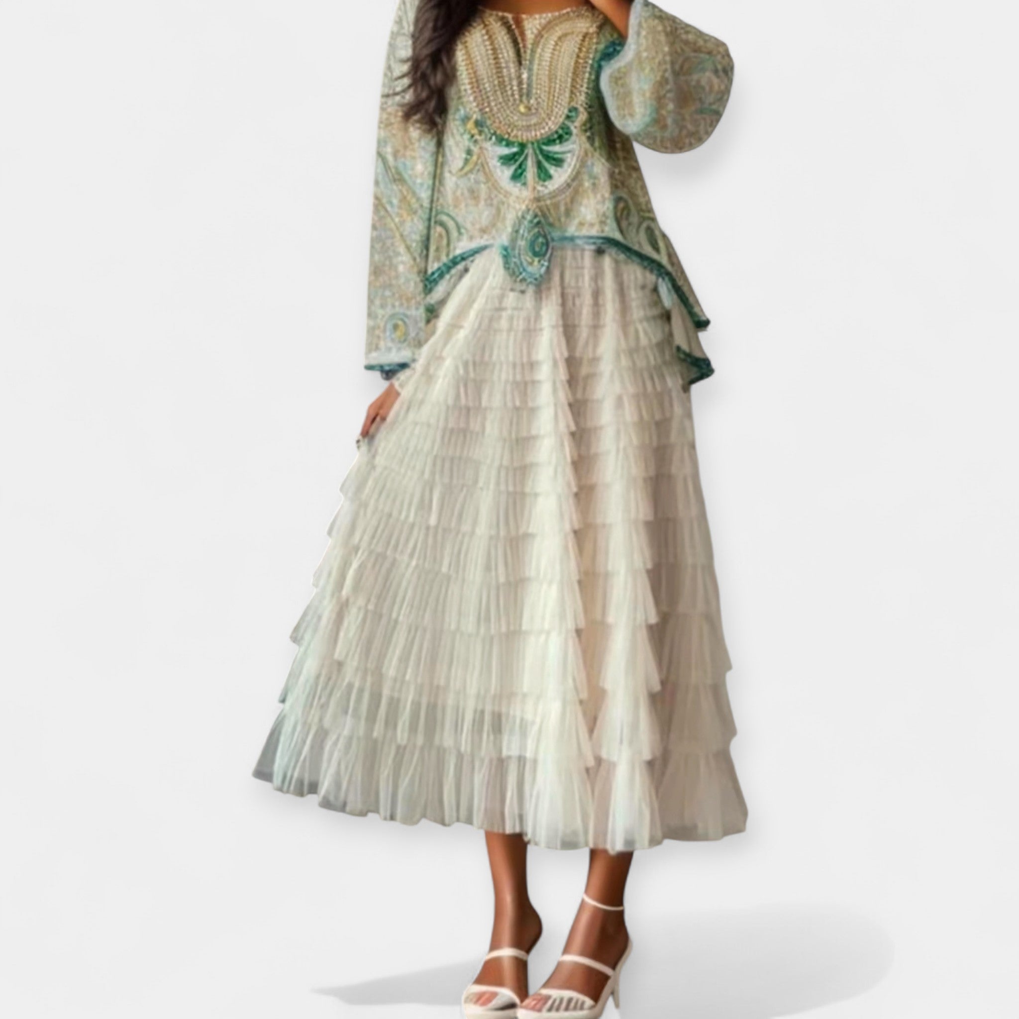 חצאית אלגנטית עם תחרה דקורטיבית