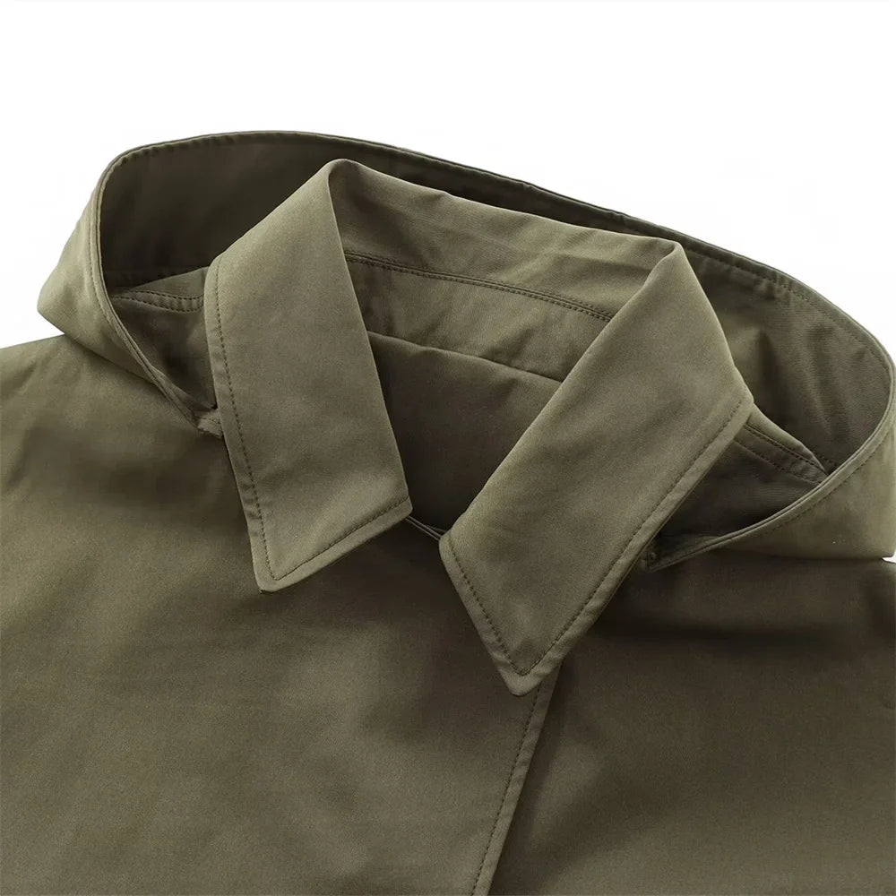 מעיל טרנץ' שחור לנשים - מעיל סתיו אופנתי עם כובע, שרוולים ארוכים ולקט