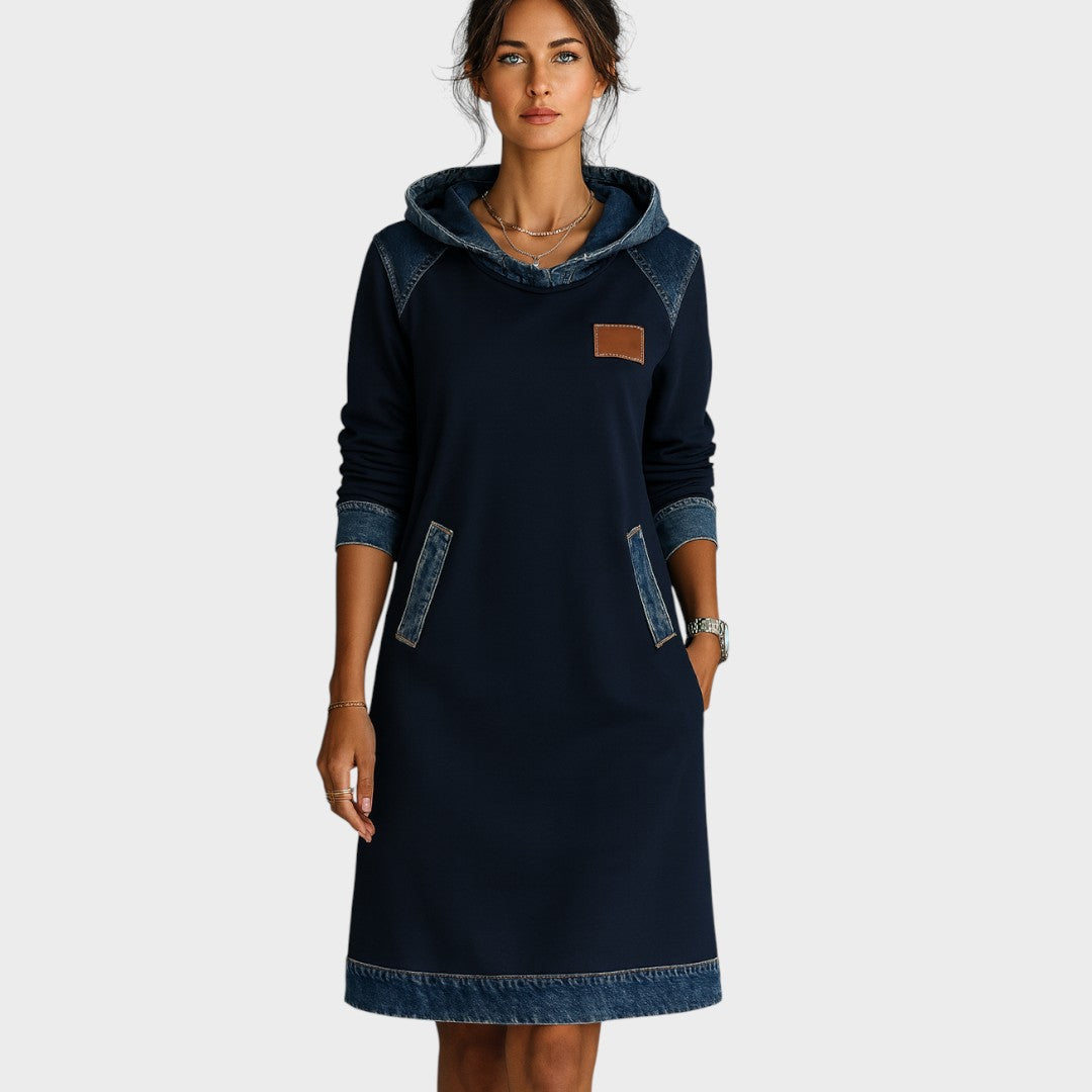 Viktoria - שמלת ג'ינס קז'ואלית עם כובע