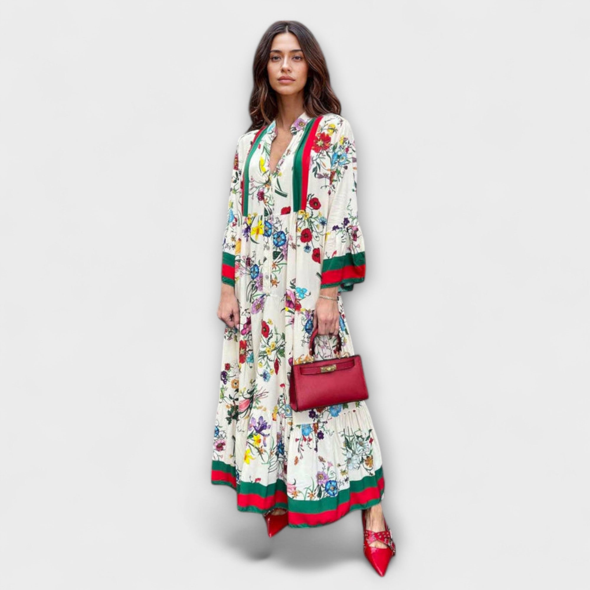 אוריאנה - שמלת מקסי עם הדפס פרחים