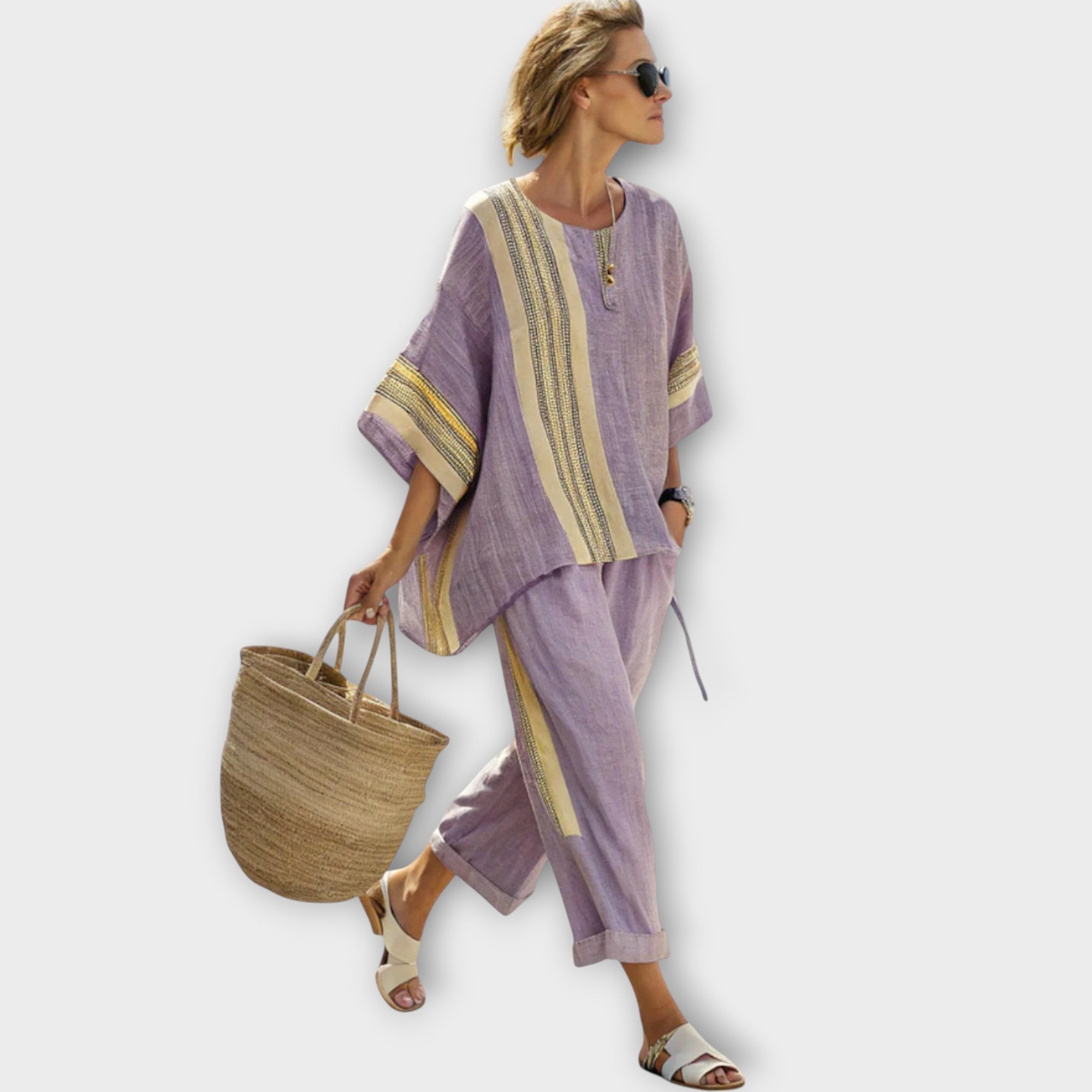 אנילה - סט אלגנטי דו-חלקי בעיצוב מפוספס