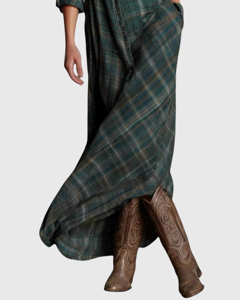 אלינה – שמלת מקסי קלאסית משובצת