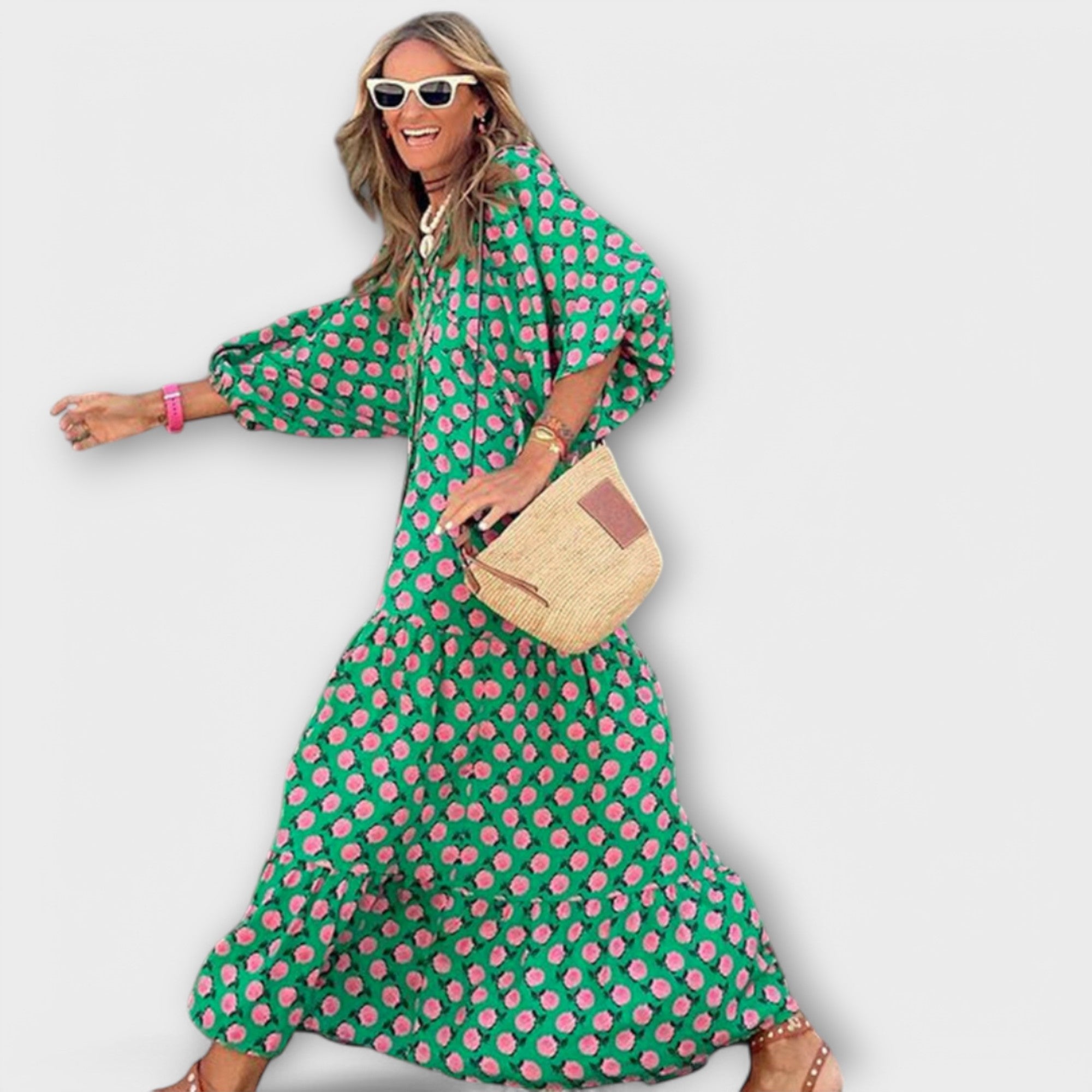 שמלת מקסי גיאומטרית אלגנטית