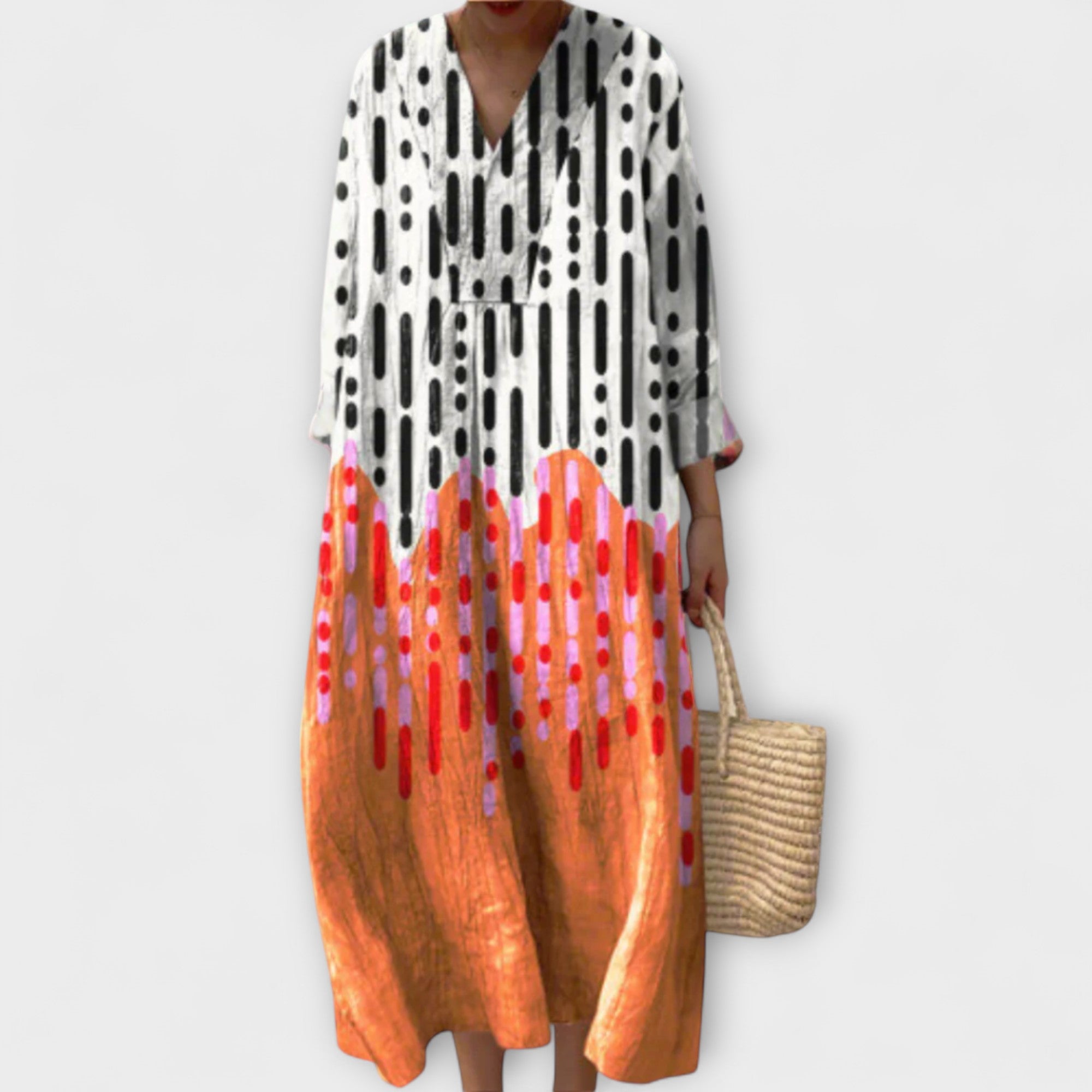 אלדן - שמלה גיאומטרית אלגנטית