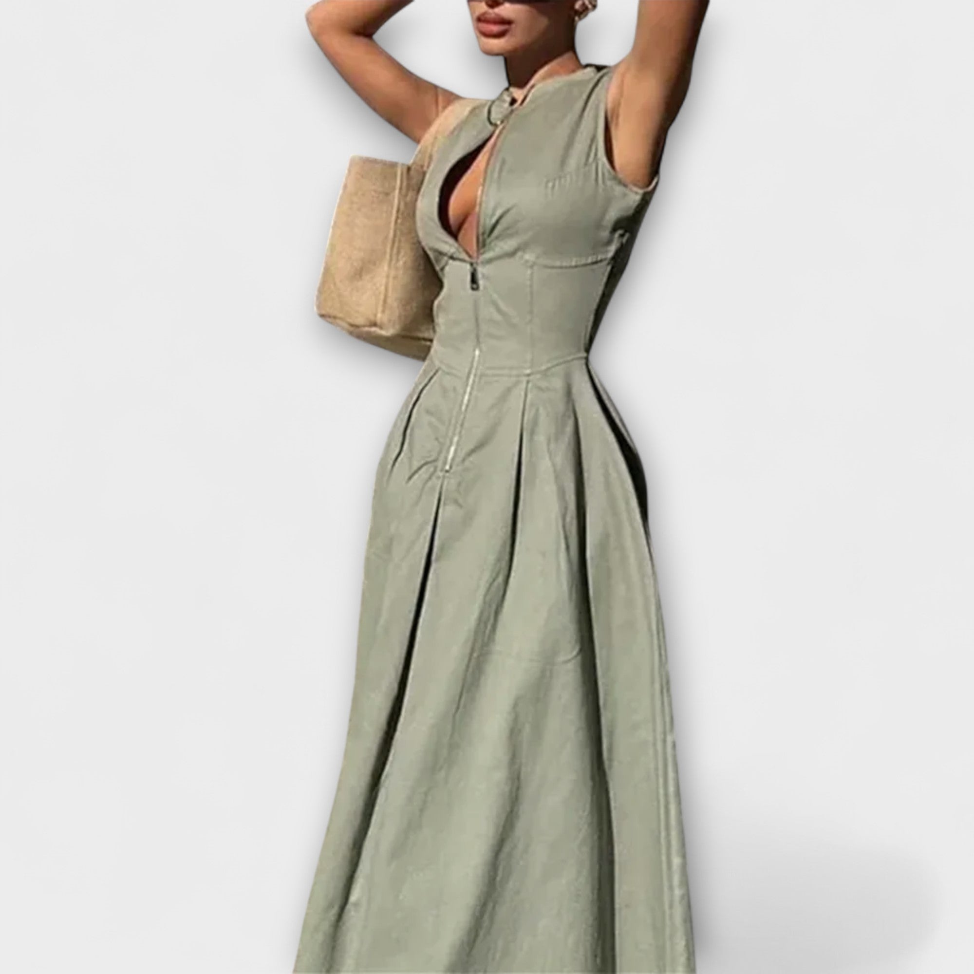 שמלות מיני ללא שרוולים עם פליסה