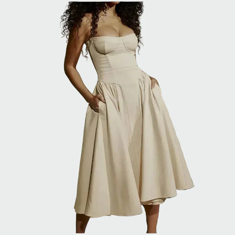 שמלת מקסי סטן עם רצועות דקות