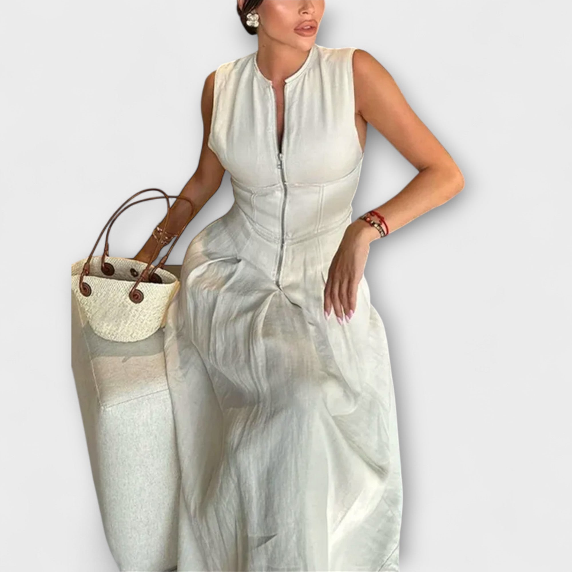 שמלות מיני ללא שרוולים עם פליסה