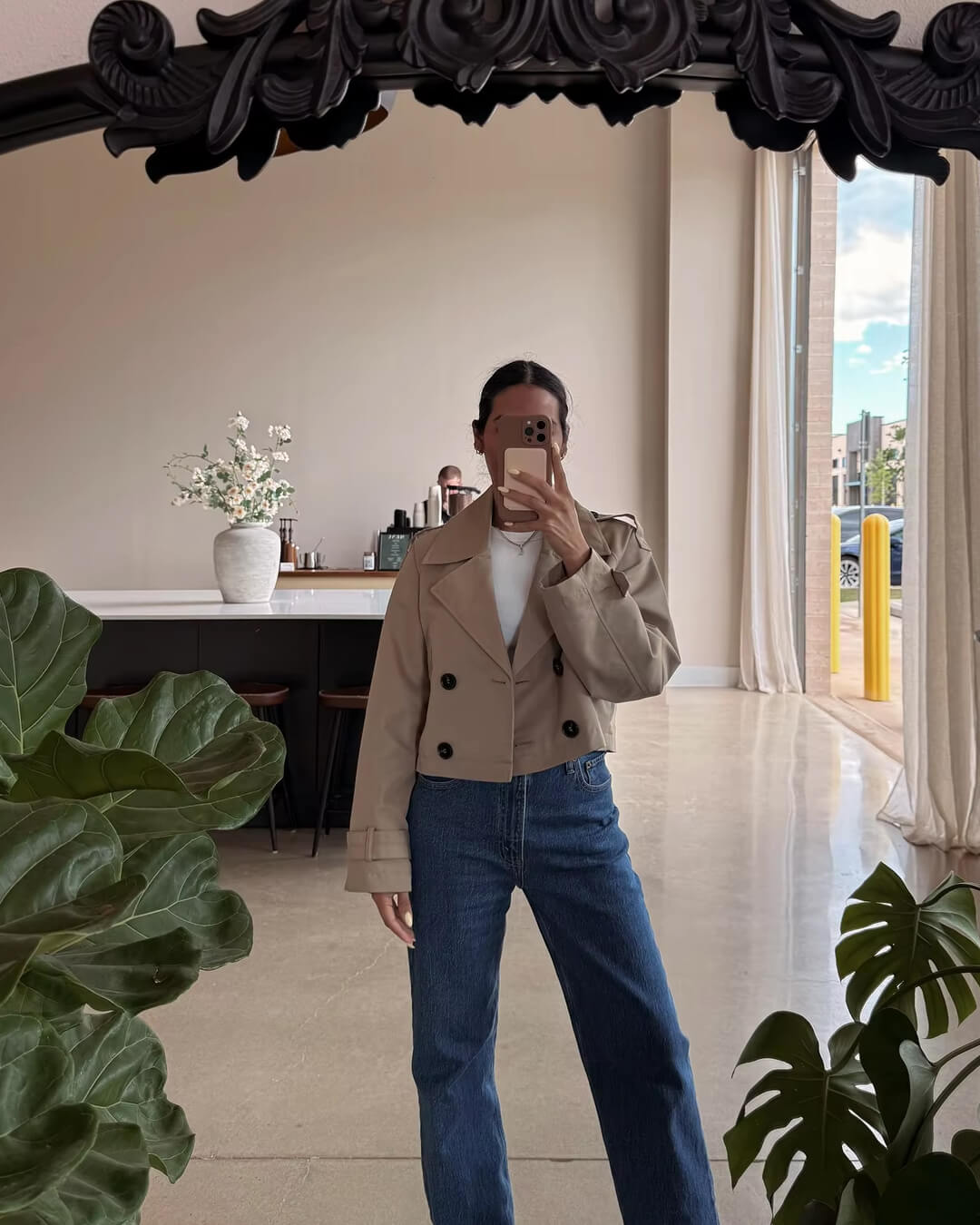 מעיל טרנץ' נשים עם כפתורים כפולים - מעיל אלגנטי לסתיו וחורף למשרד