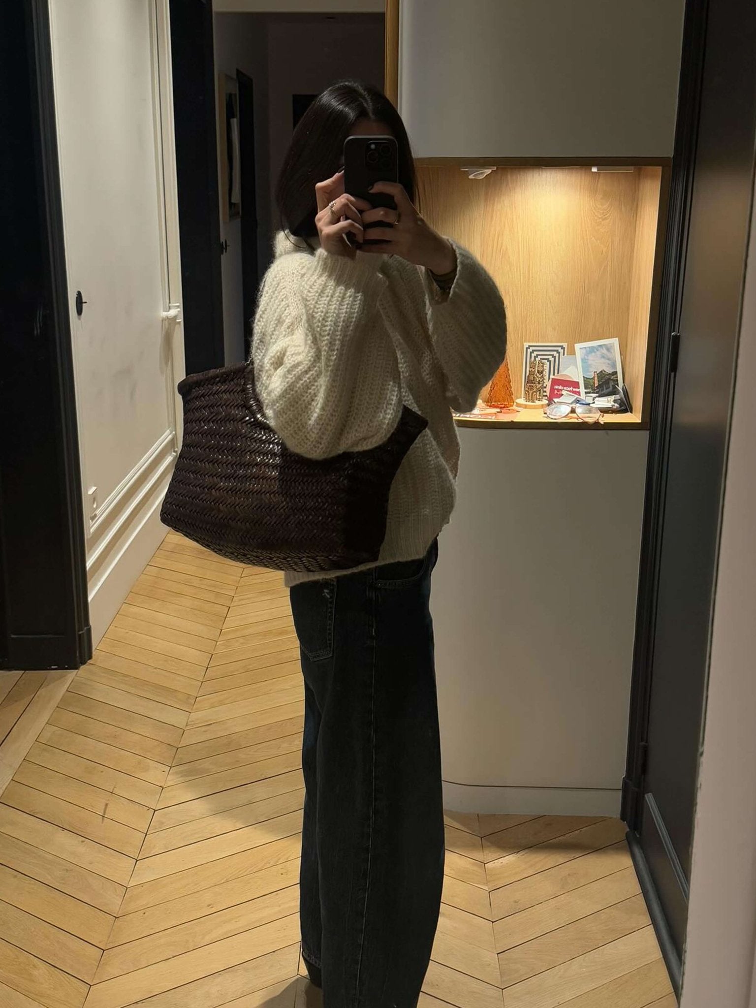 תיק ריקה מעור סינתטי קלוע