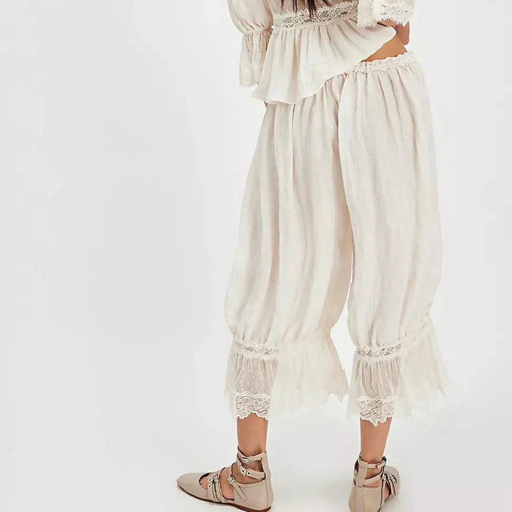 מכנסי בוהו עם תחרה