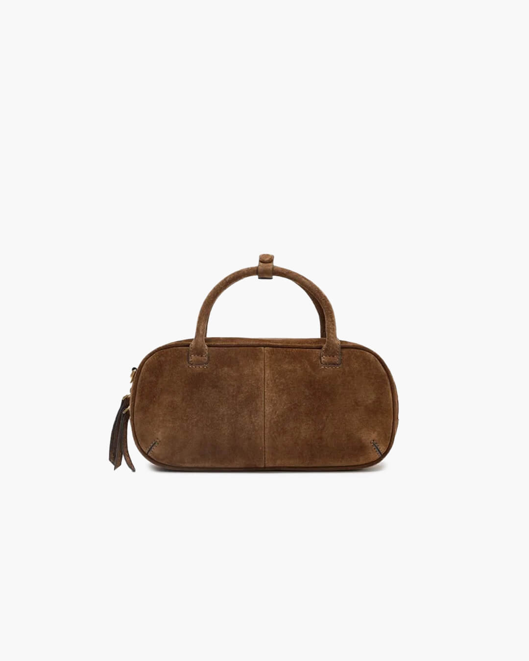 תיק נשים מיניאטורי מעור זמש עם שתי ידיות - תיק בגדת קז'ואל לתלייה על הכתף