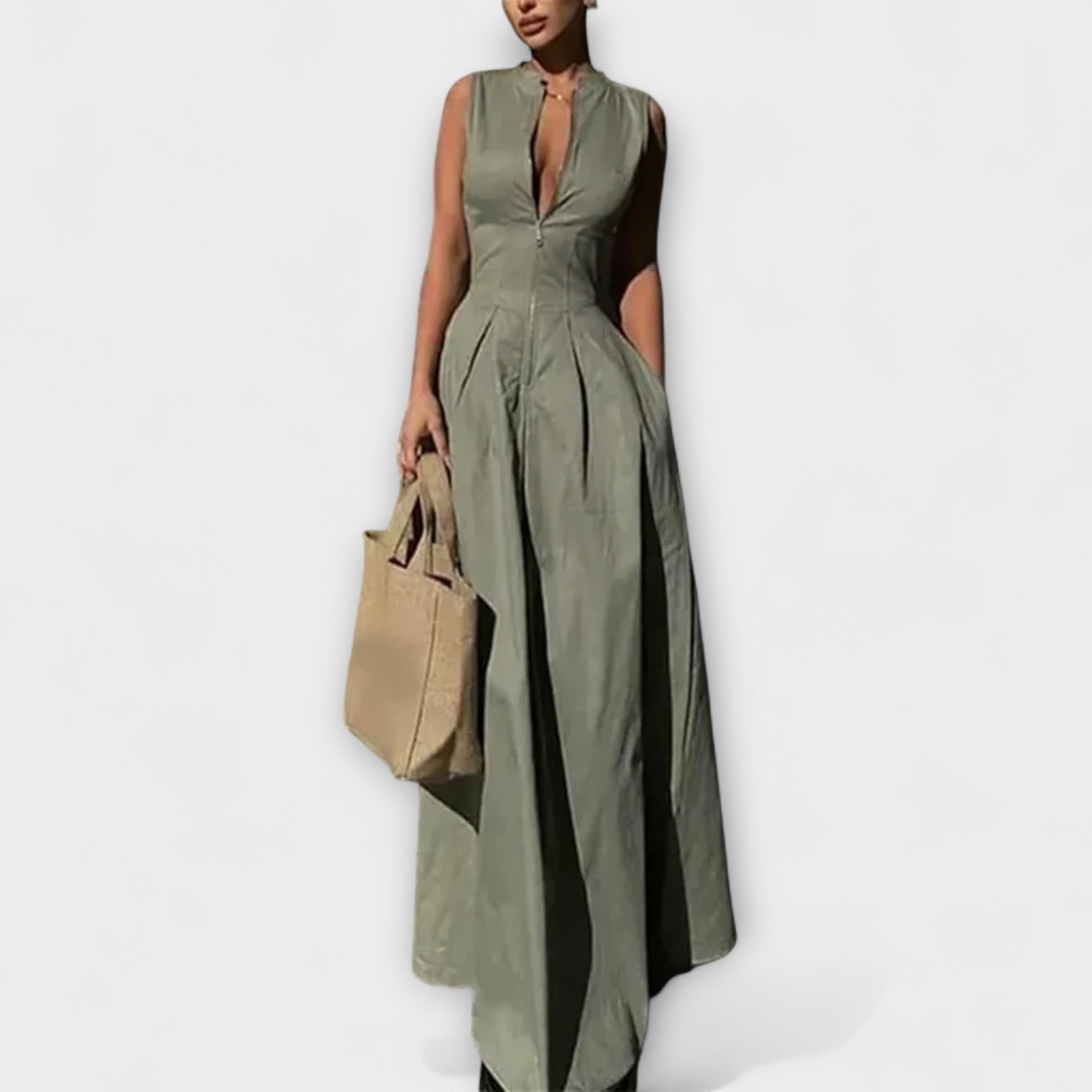 שמלות מיני ללא שרוולים עם פליסה