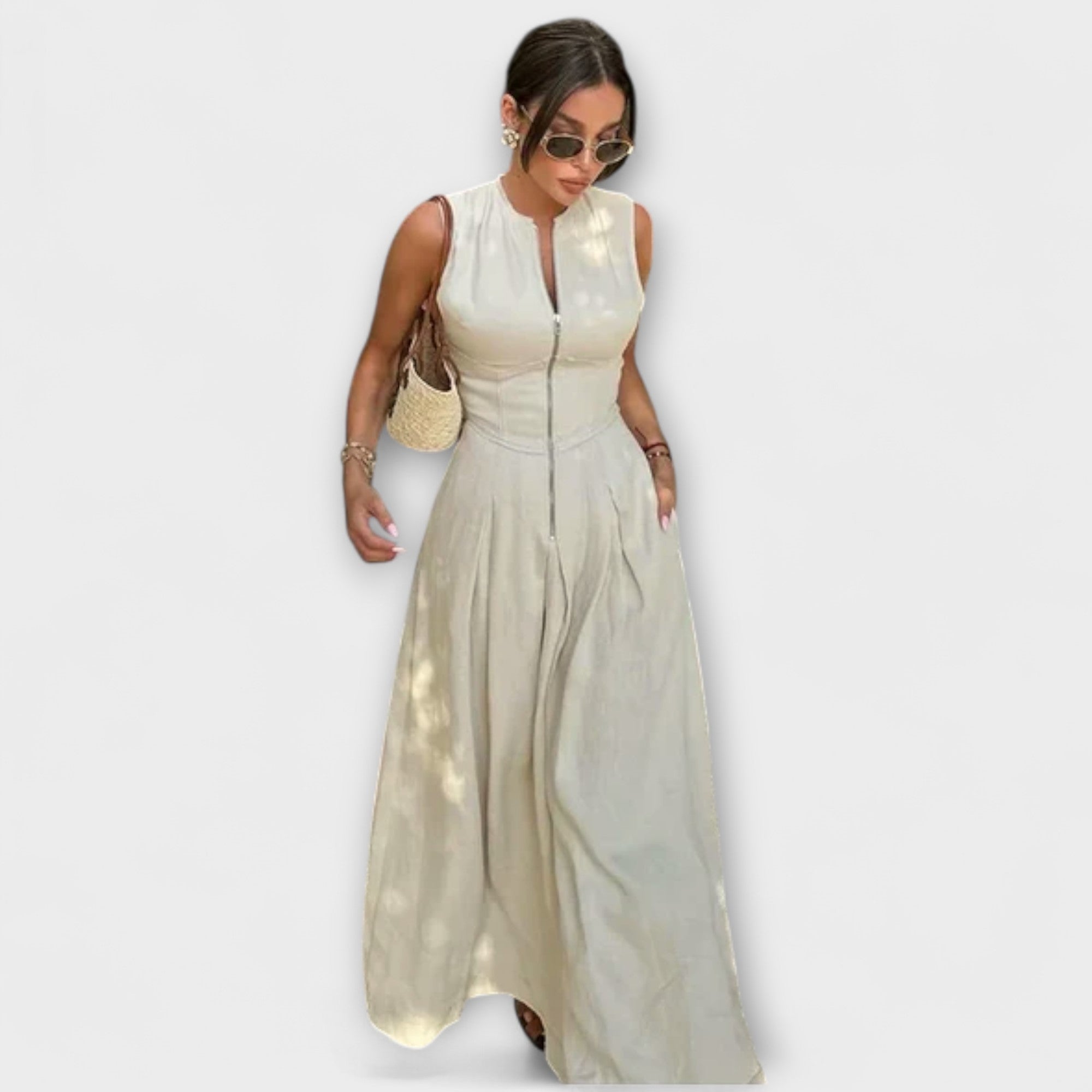 שמלות מיני ללא שרוולים עם פליסה