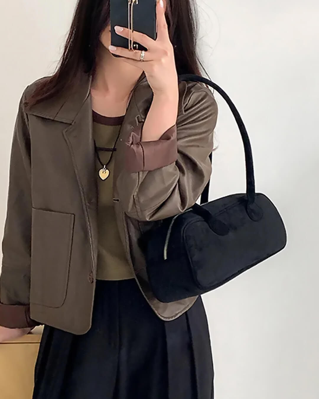 תיק צד וינטג' יחיד מנעור סינתטי לנשים - תיק יומי מבד קטיפתי רך