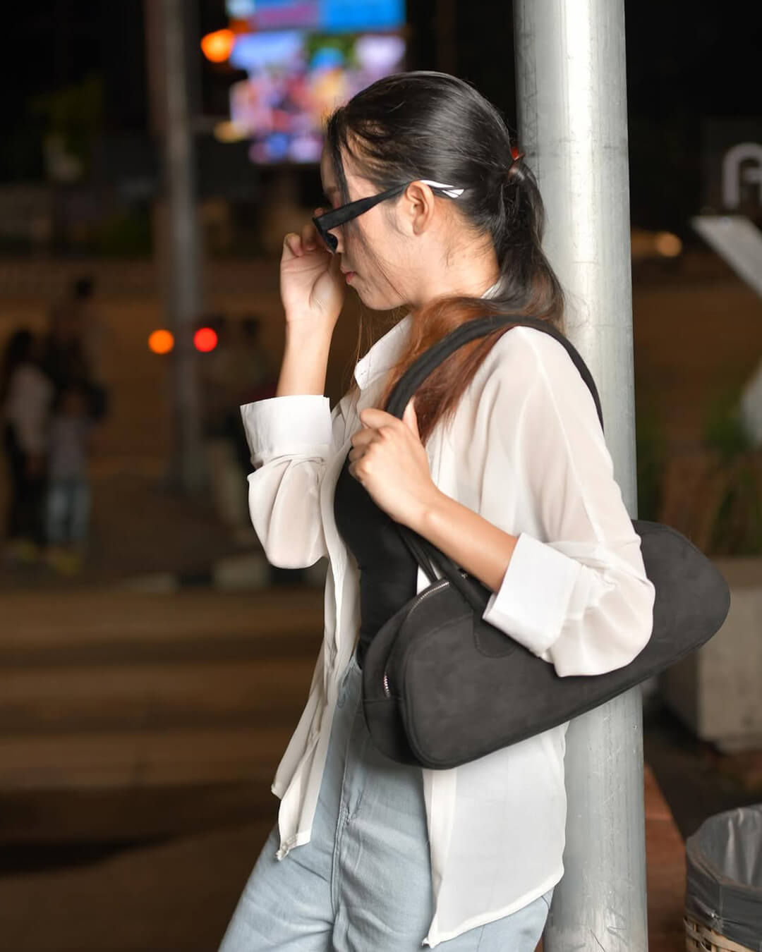 תיק צד וינטג' יחיד מנעור סינתטי לנשים - תיק יומי מבד קטיפתי רך