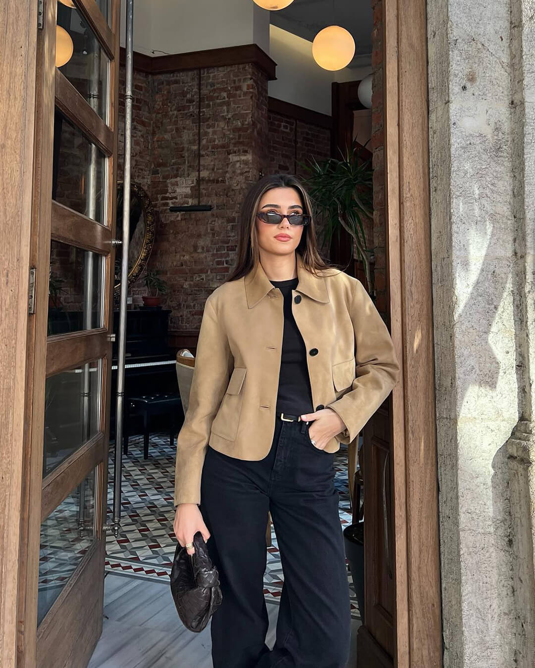 מעיל אפקט זמש רטרו לנשים - שכבת סטייל לעונה