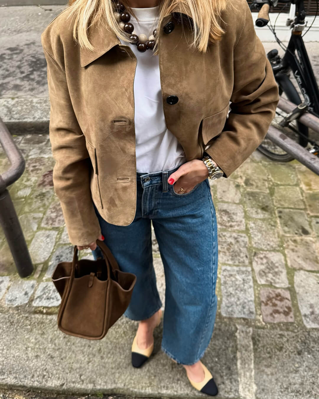 מעיל אפקט זמש רטרו לנשים - שכבת סטייל לעונה