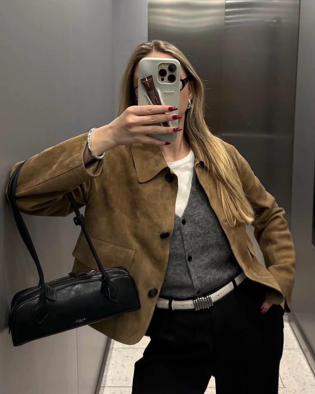 מעיל אפקט זמש רטרו לנשים - שכבת סטייל לעונה