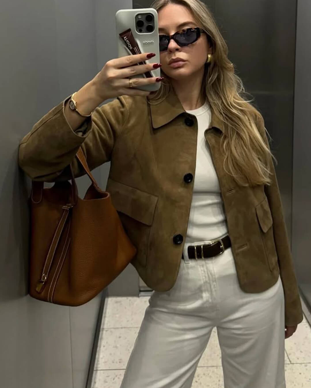 מעיל אפקט זמש רטרו לנשים - שכבת סטייל לעונה