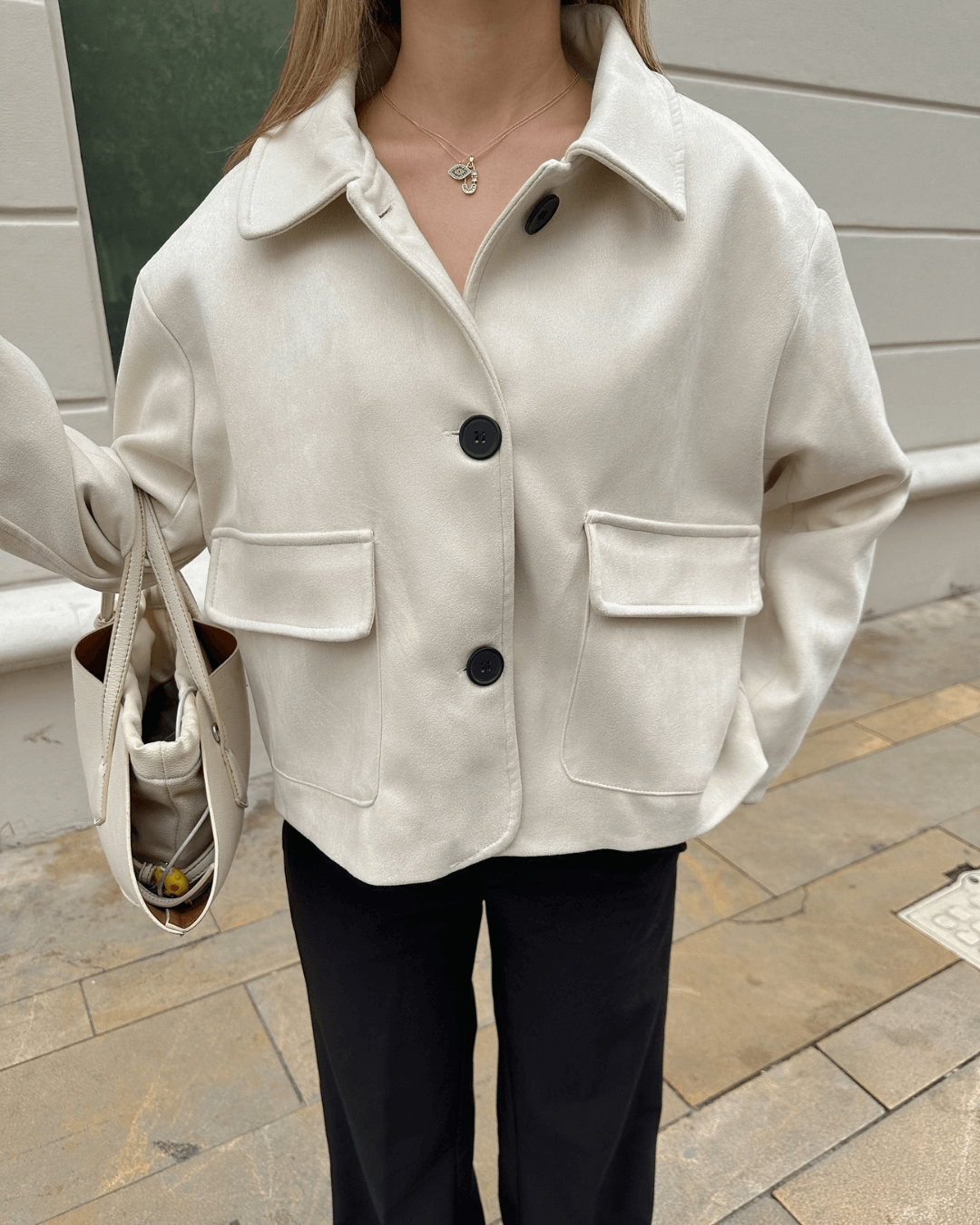 מעיל אפקט זמש רטרו לנשים - שכבת סטייל לעונה