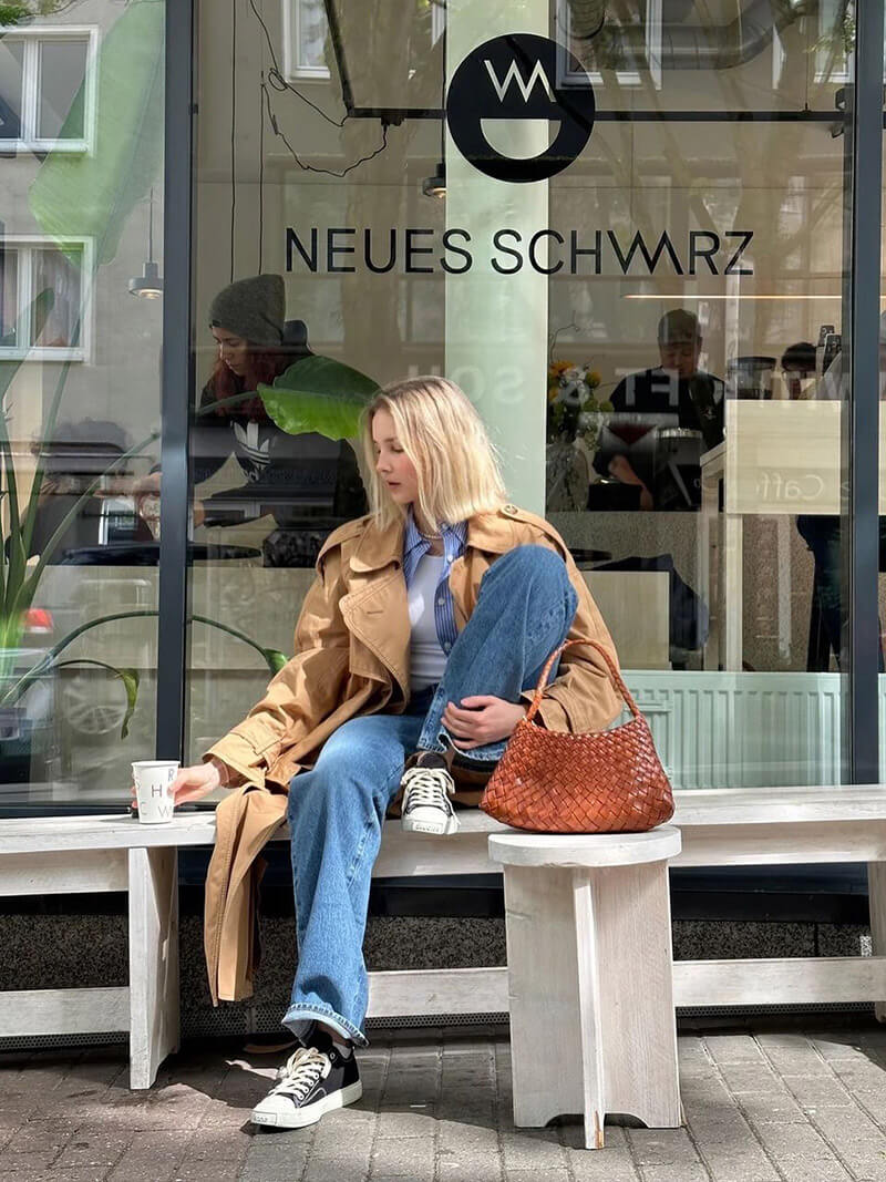 תיק קטן קלוע בעור וגן מריסה