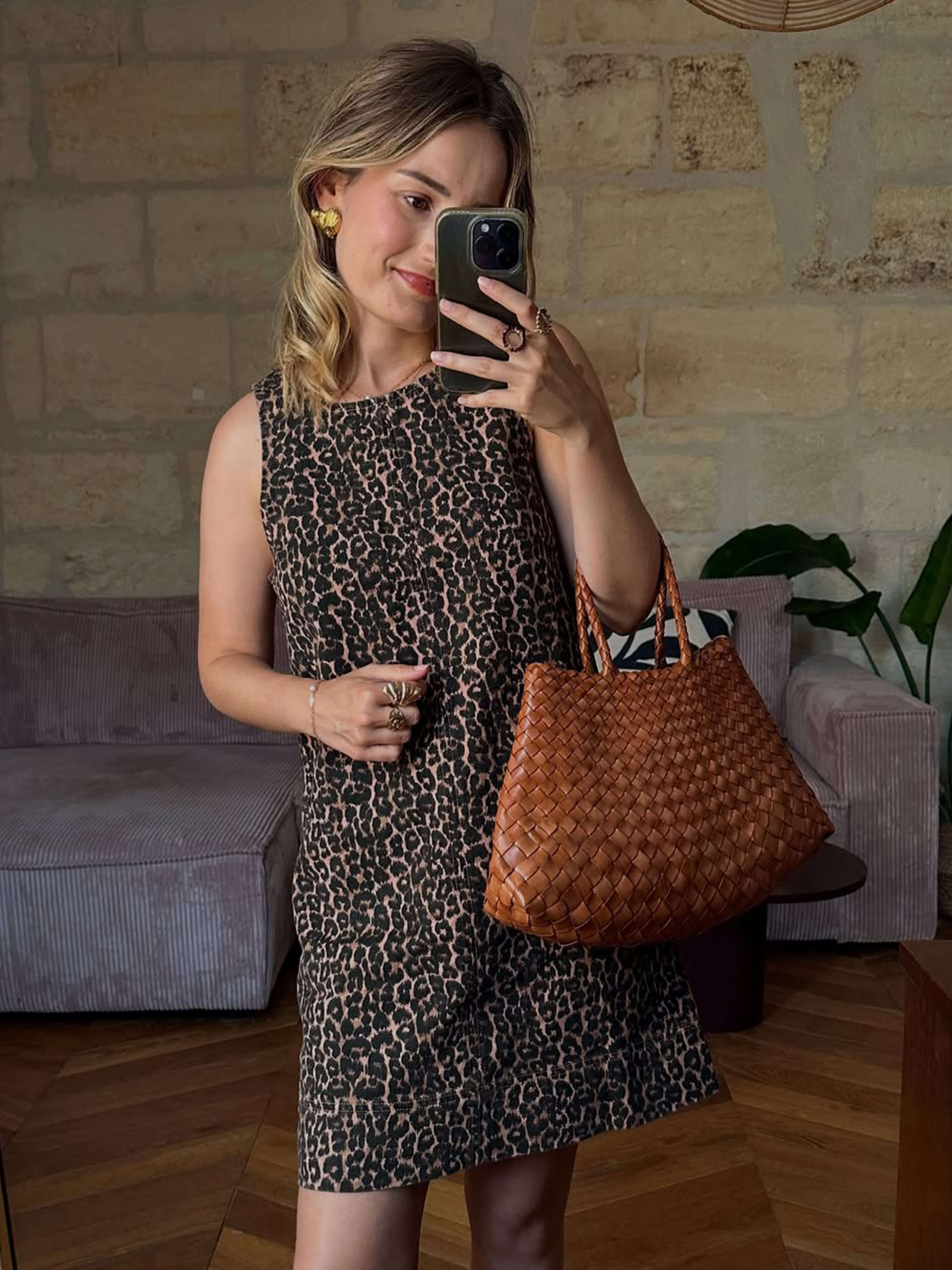 תיק מדיה קלוע מעור צמחי מריסה