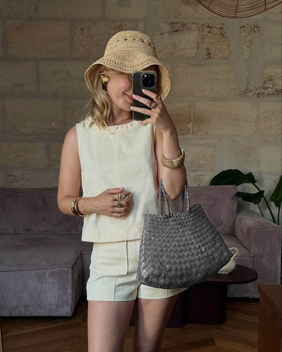 תיק מדיה קלוע מעור צמחי מריסה