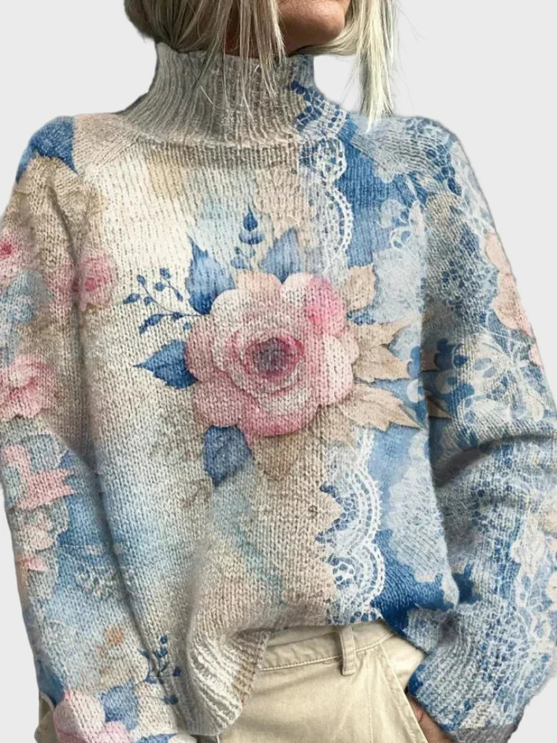 סוודר סרוג עם פרטי תחרה אלגנטיים