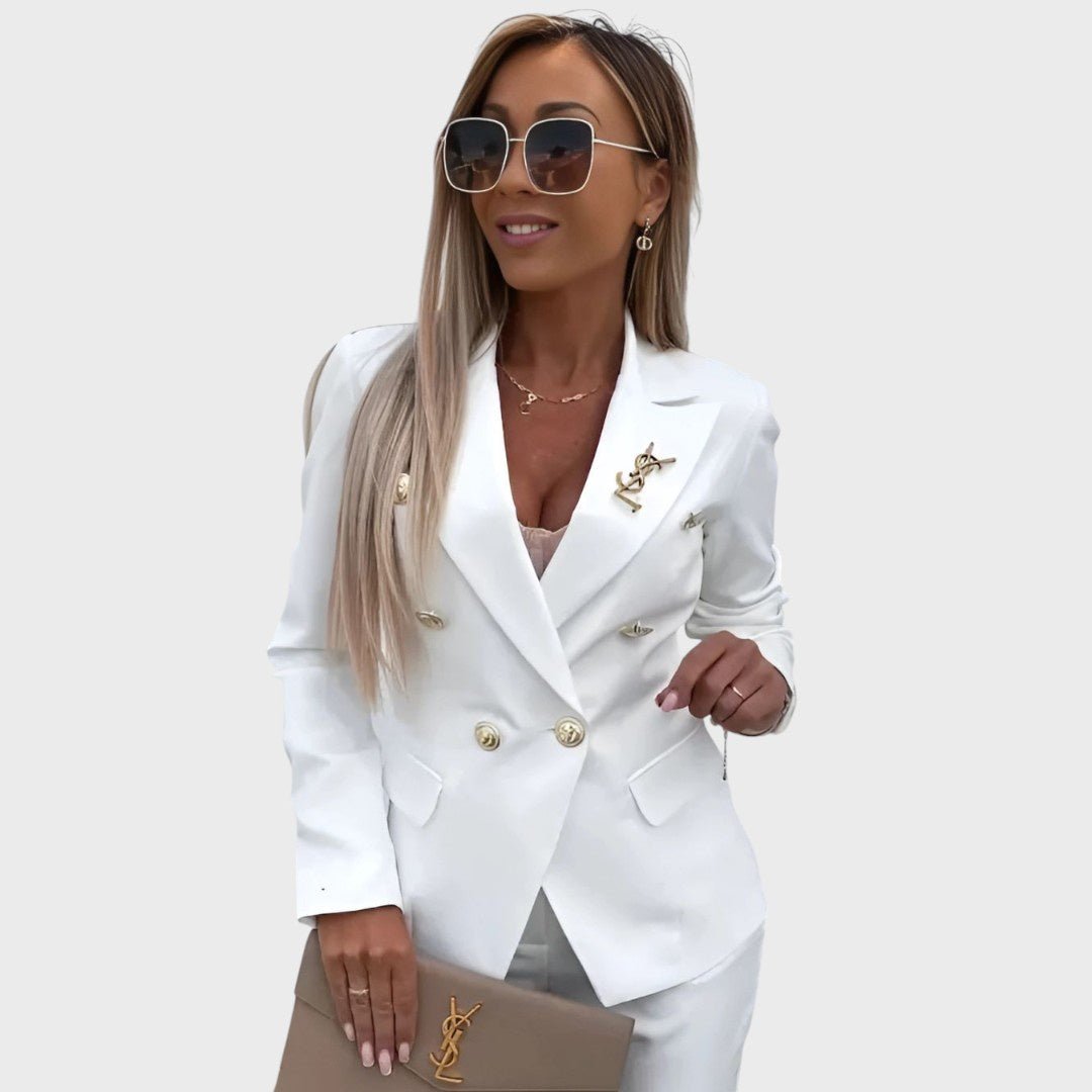 בוז'נה - חליפת נשים בעיצוב דו-שורות עם גזרה מחמיאה