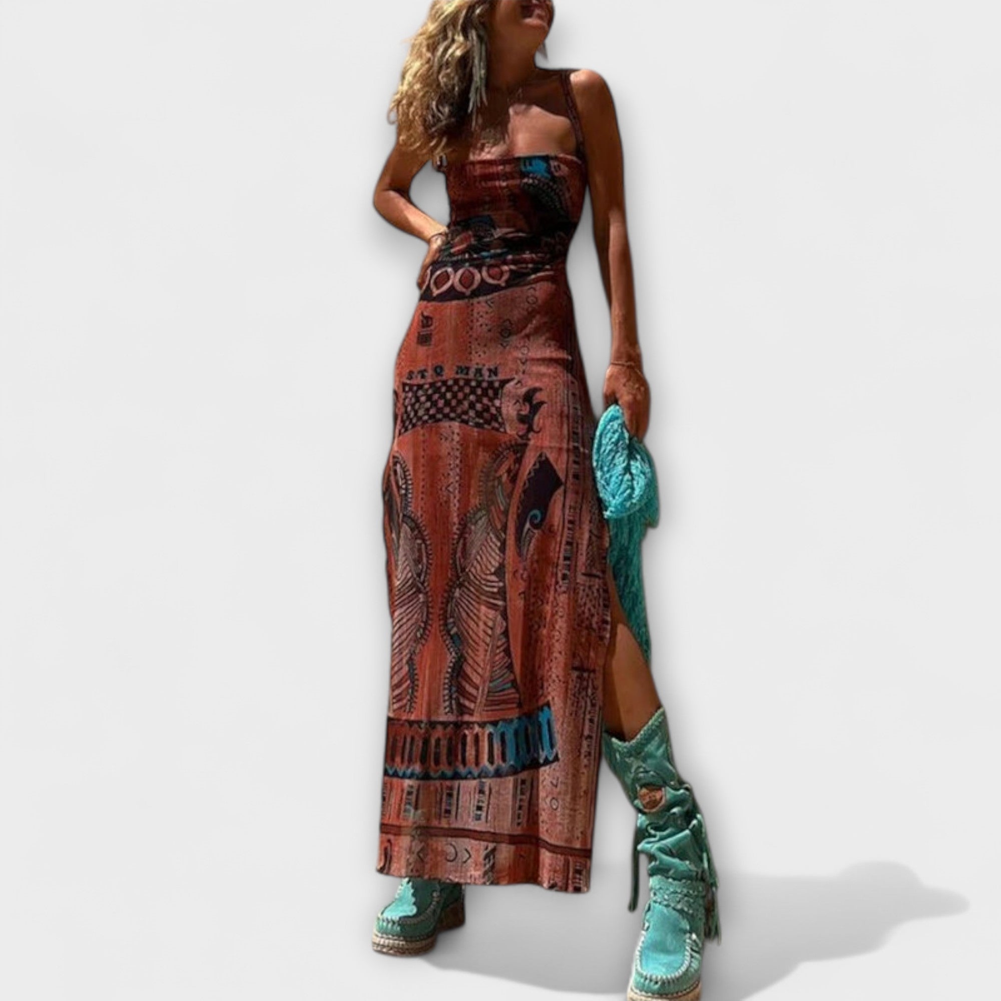 עמלה - שמלת מידי ייחודית עם צווארון קפל