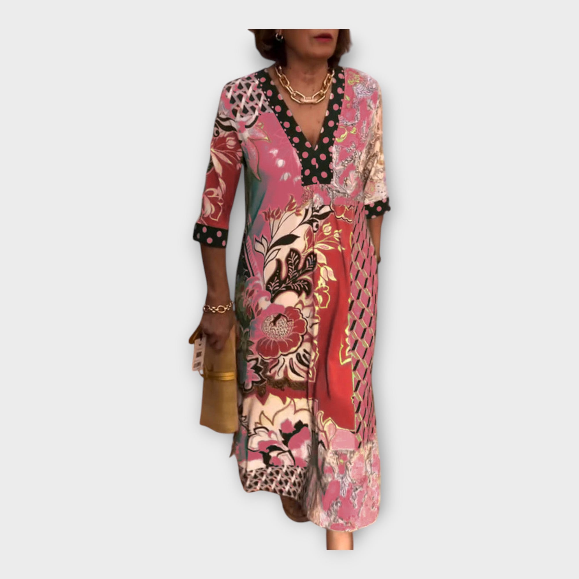 שמלות צבעוניות עם כפתורים ושרוולים 3/4