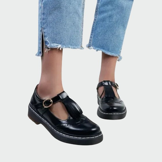 אוליביה - נעלי עור T-Bar אלגנטיות