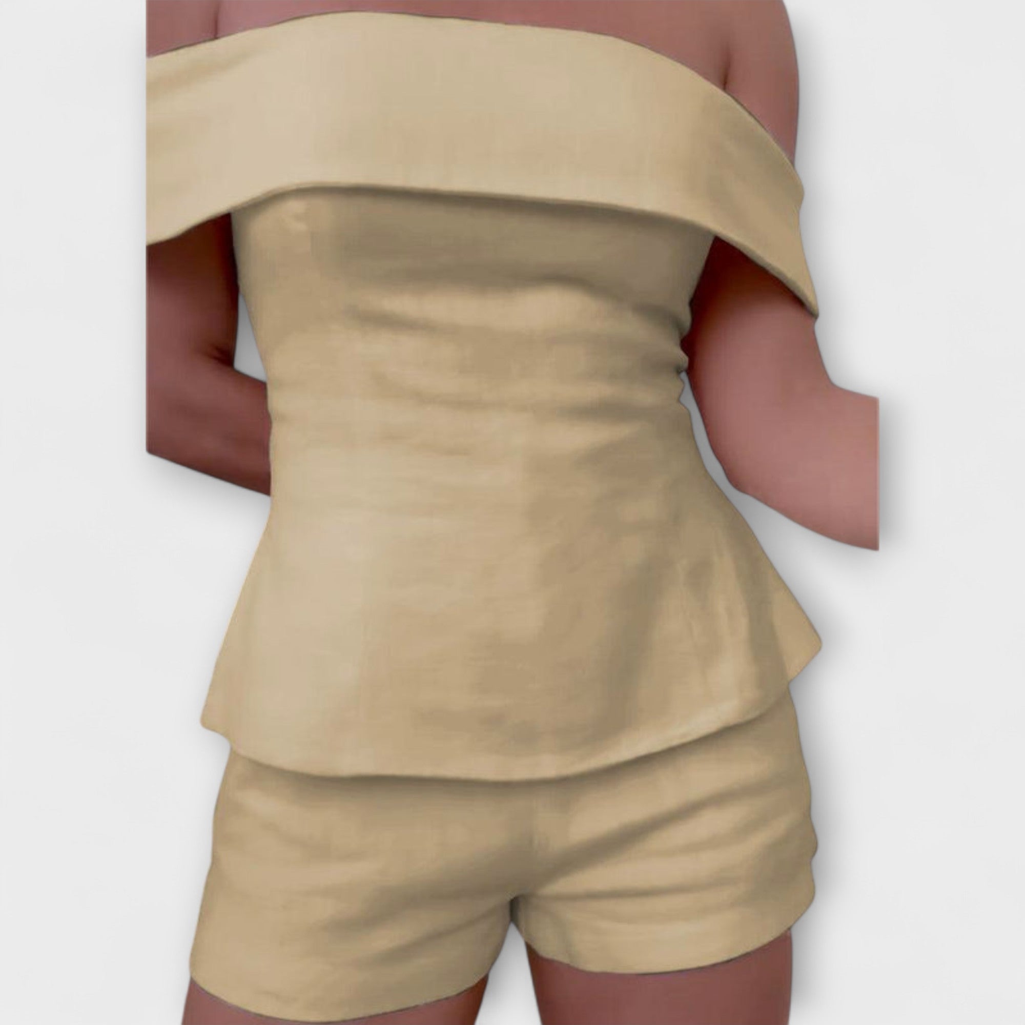 אוליביה - סט דו חלקי מבד כותנה ולבן