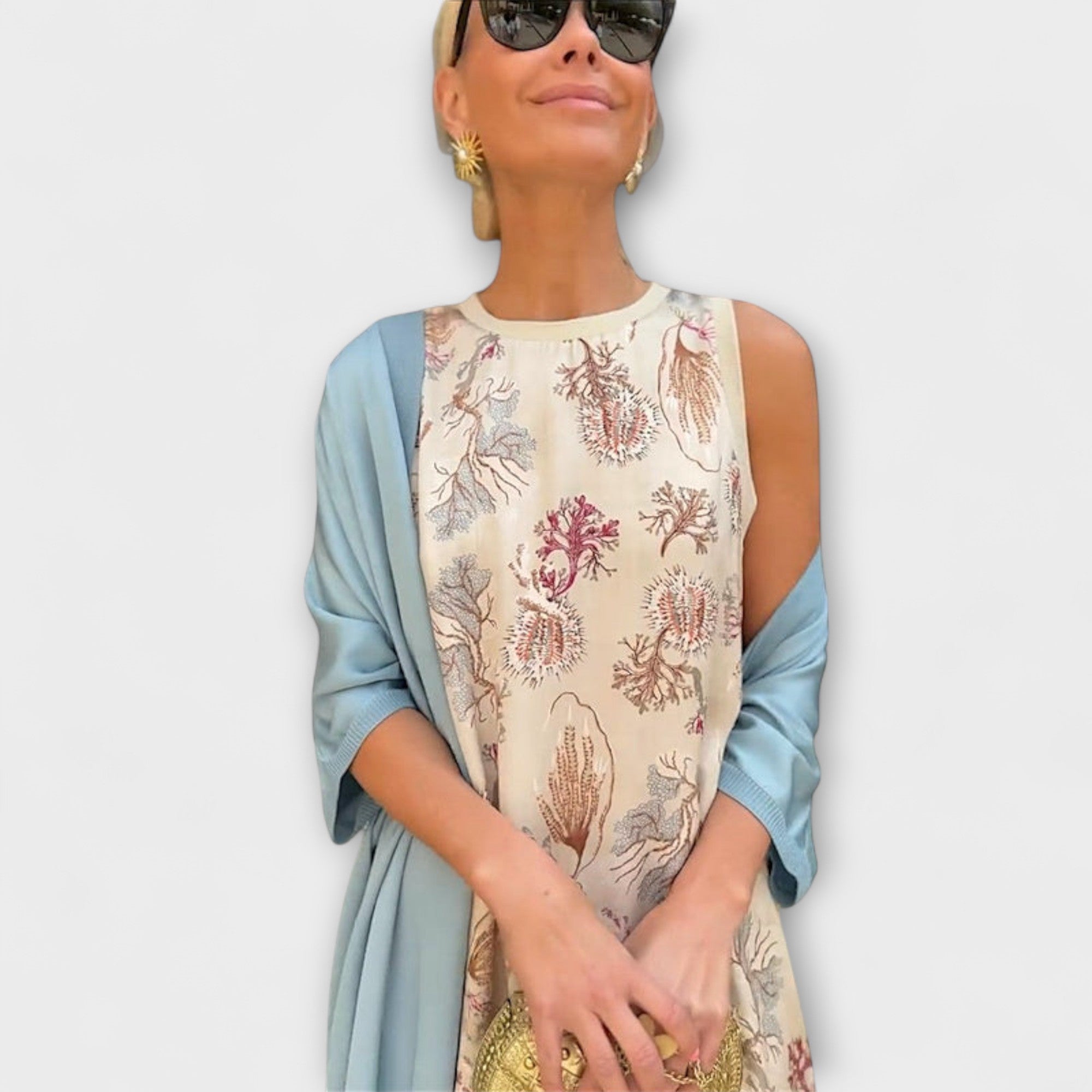 אלבריה – שמלת מקסי עם קרדיגן תואם