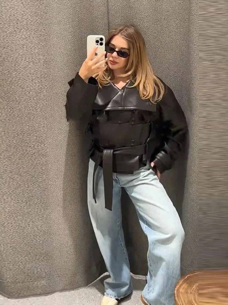 מעיל עור נינה