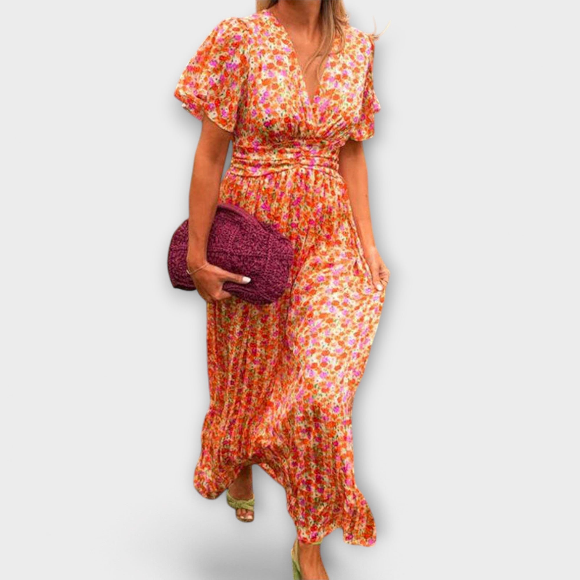 אלסי - שמלת V-צוואר קלאסית