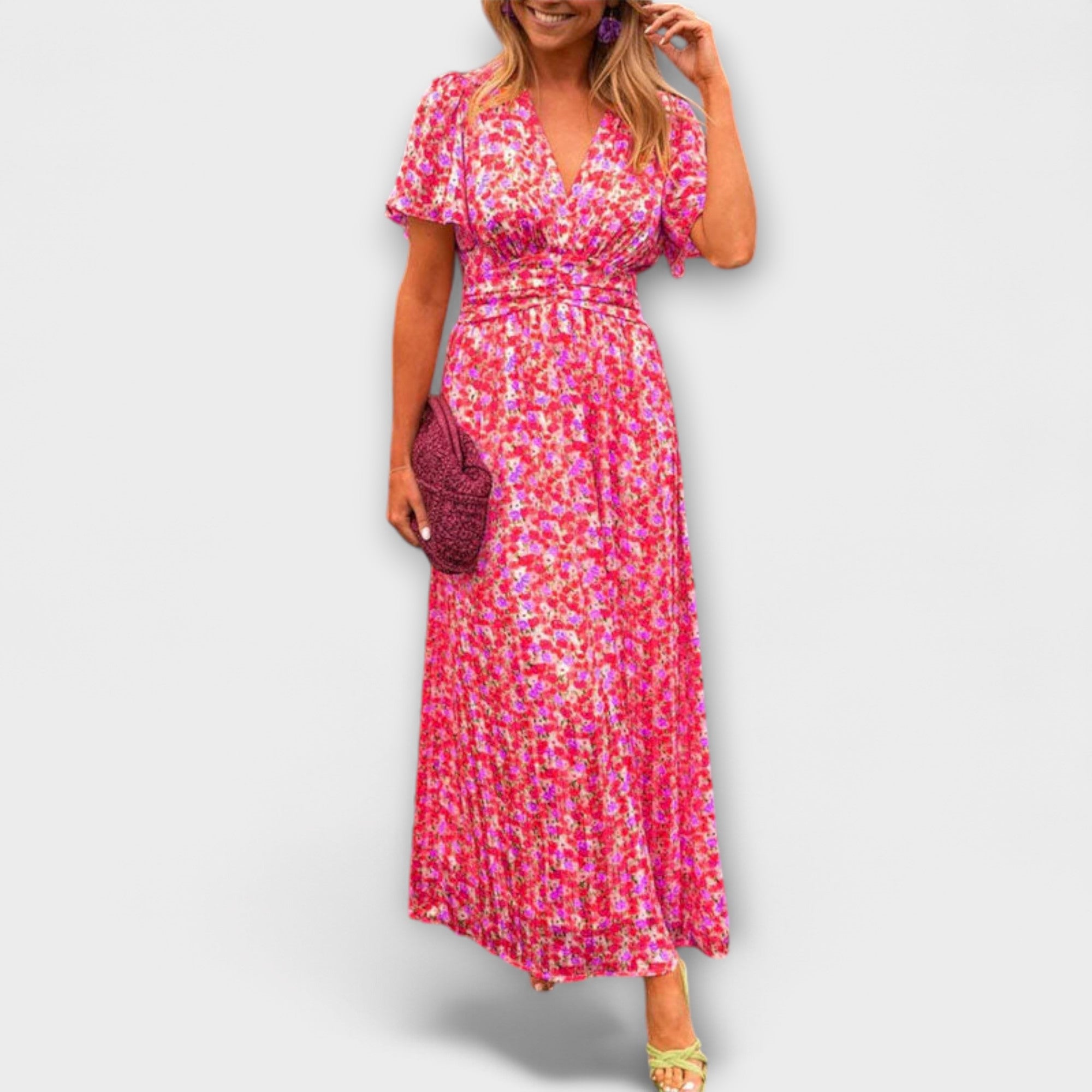 אלסי - שמלת V-צוואר קלאסית