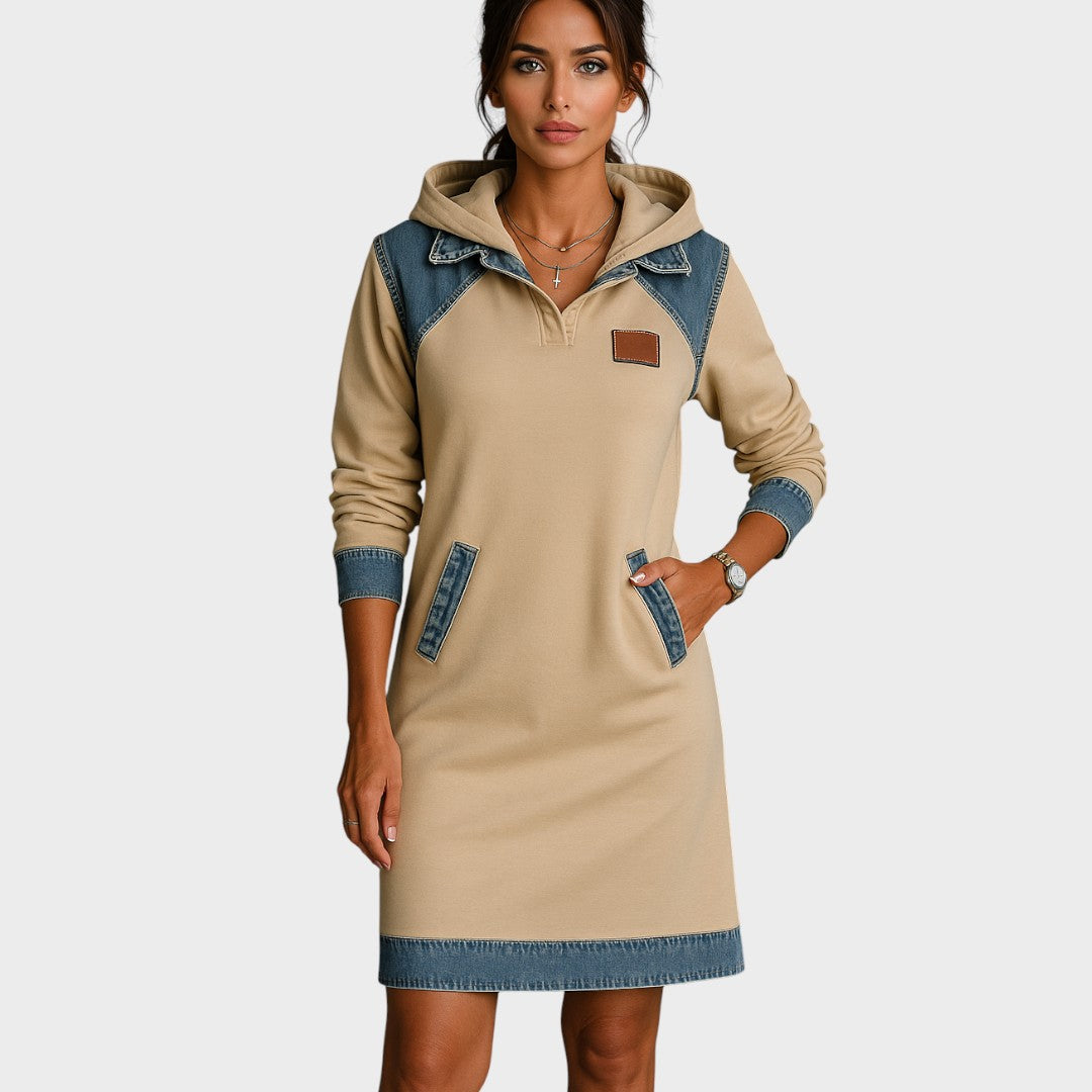 Viktoria - שמלת ג'ינס קז'ואלית עם כובע