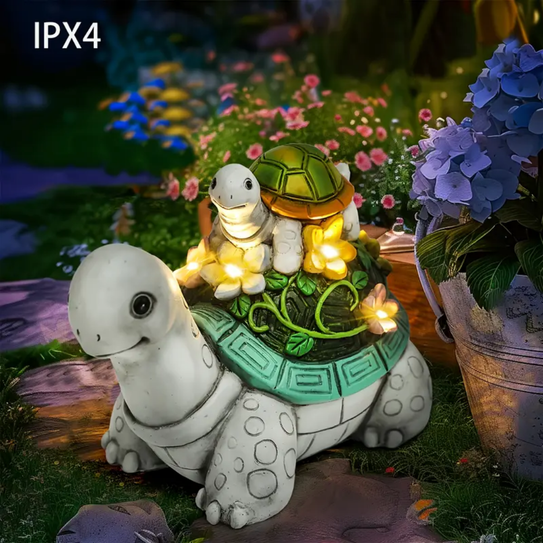 מנורת צבים משפחתית עם תאורה צבעונית